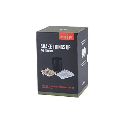 Wood Dice & Faux Leather Dice Cup Drinking Game Set