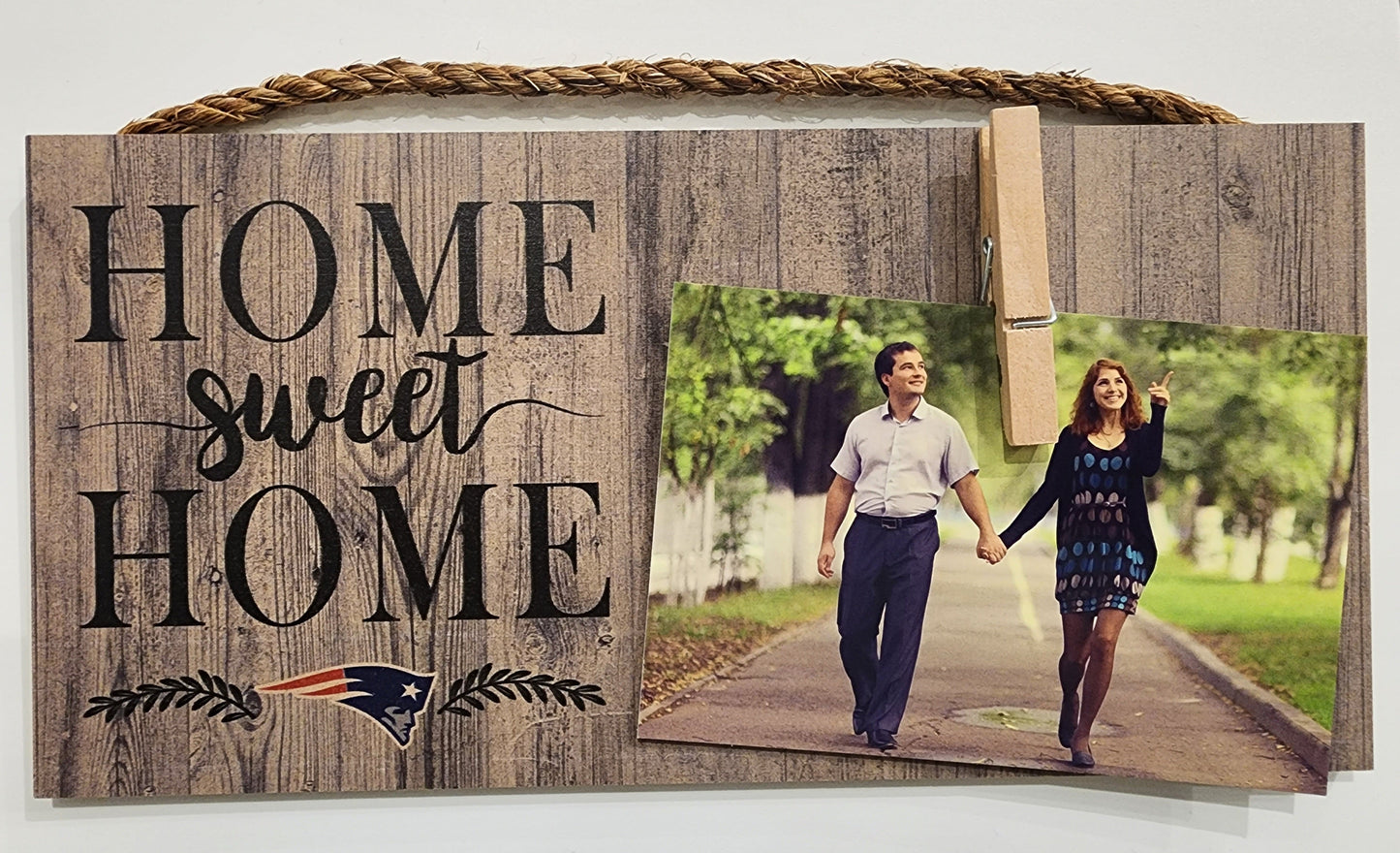 New England Patriots Home Sweet Home 6" x 12" Wood Sign