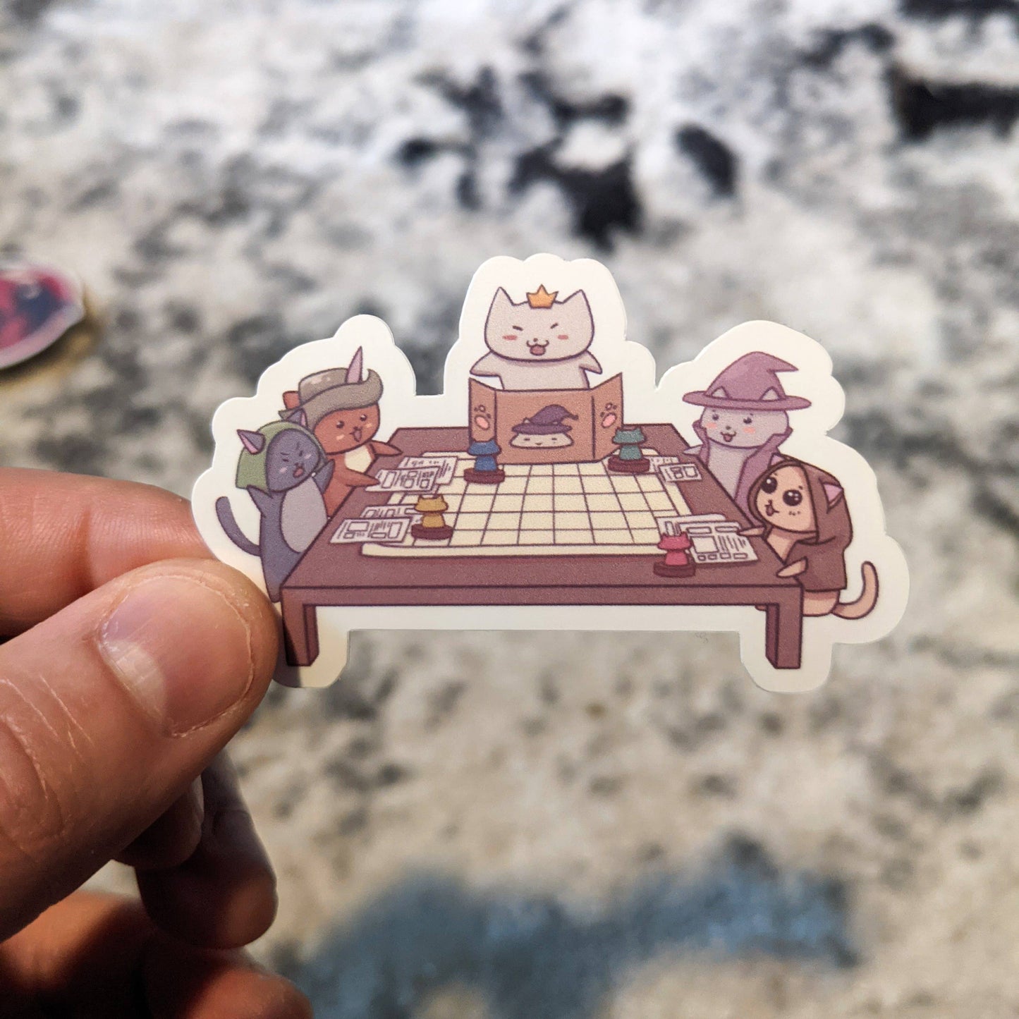 Cats Playing RPG Tabletop Gaming Sticker - 2.5"