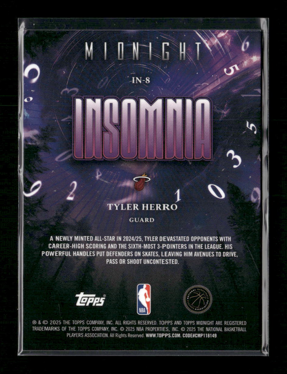2025-26 Topps Midnight Insomnia Summer Solstice Tyler Herro #/50 #IN-8