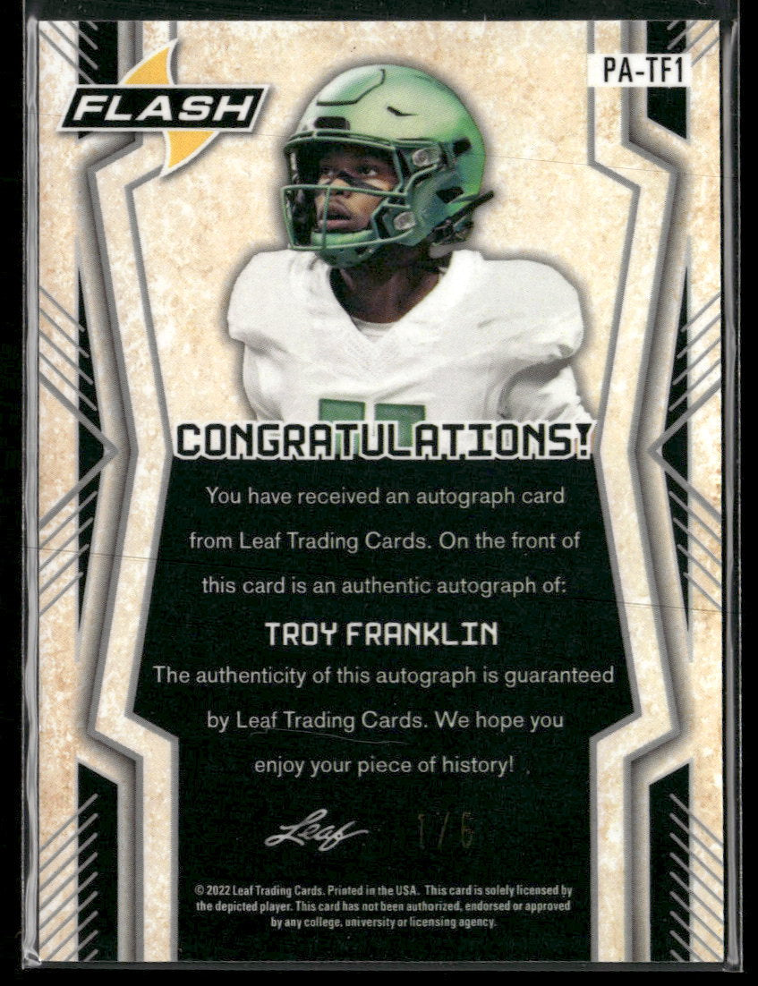 2022 Leaf Flash Portrait AU Metalized Sparkles Orange Troy Franklin #/6 AU