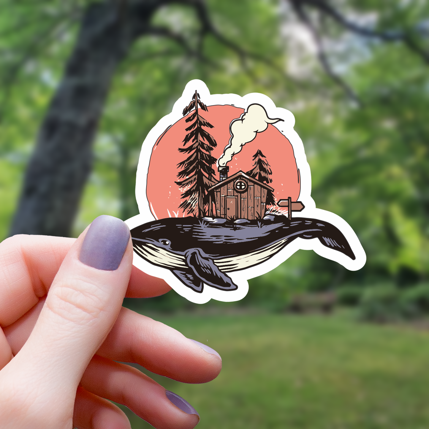 Cosmic Whale Home Sticker - 3"