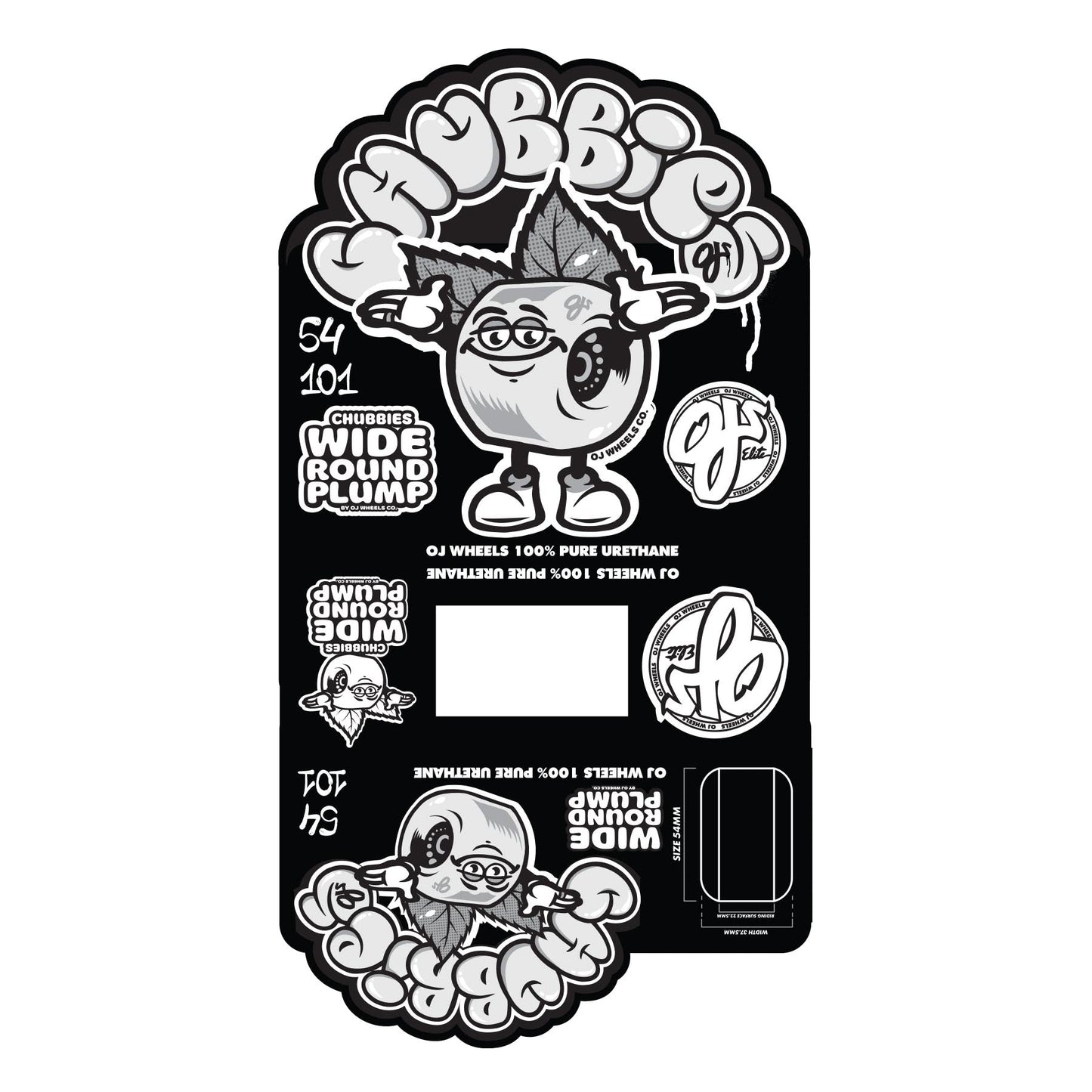 OJ THROW UPS CHUBBIES CITRUS 54MM 101A SKATEBOARD WHEELS