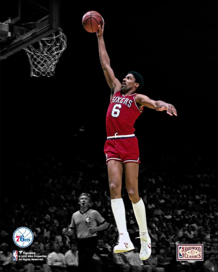 Julius "Dr. J" Erving Blackout Dunk Philadelphia 76ers 8" x 10" Basketball Photo