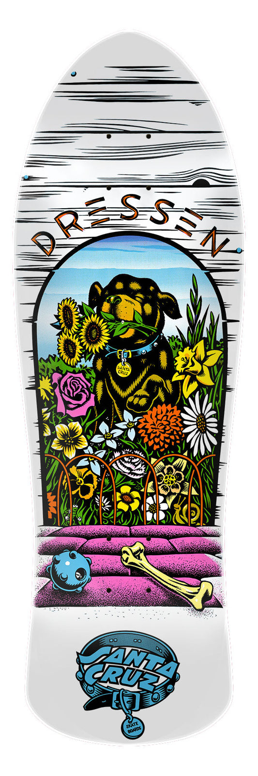 **Pre-Order **Santa Cruz Dressen Pup White Dip 9.5" Skateboard Deck