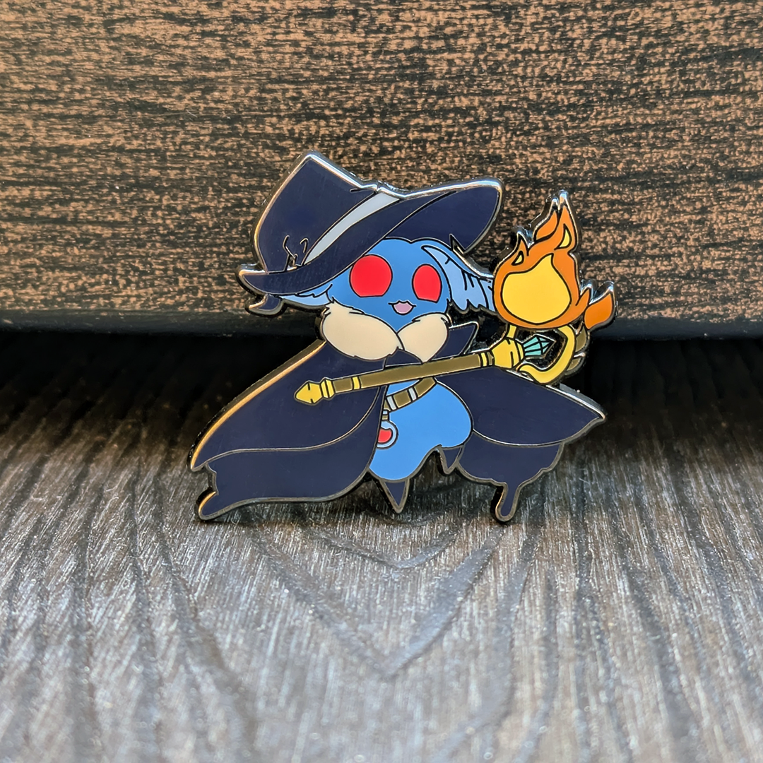 Mothman Wizard Casting Fireball Hard Enamel Pin - 1.5"