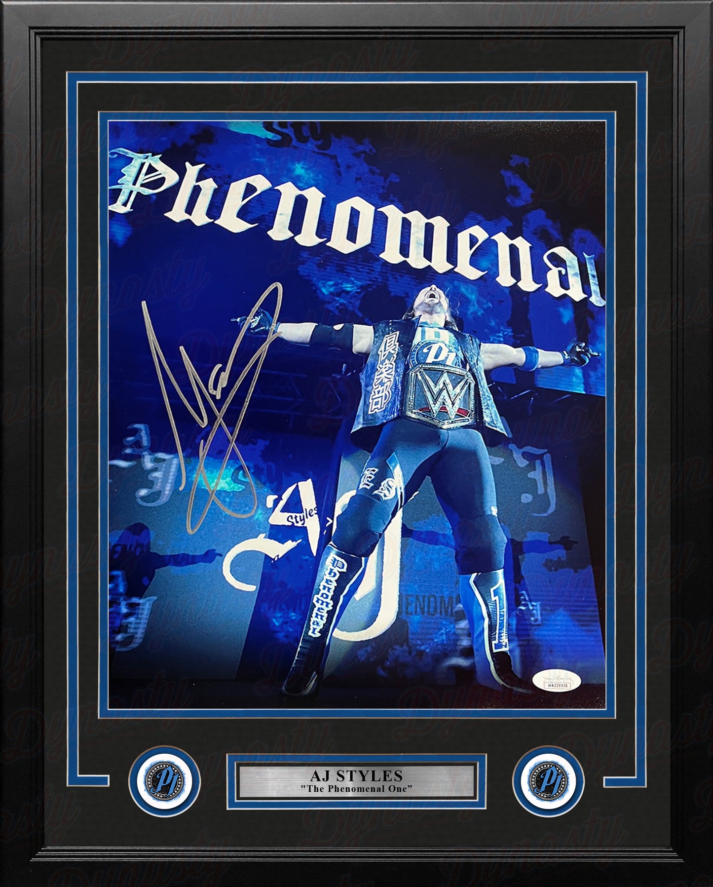 AJ Styles Phenomenal Championship Entrance Autographed Framed WWE Wrestling Photo
