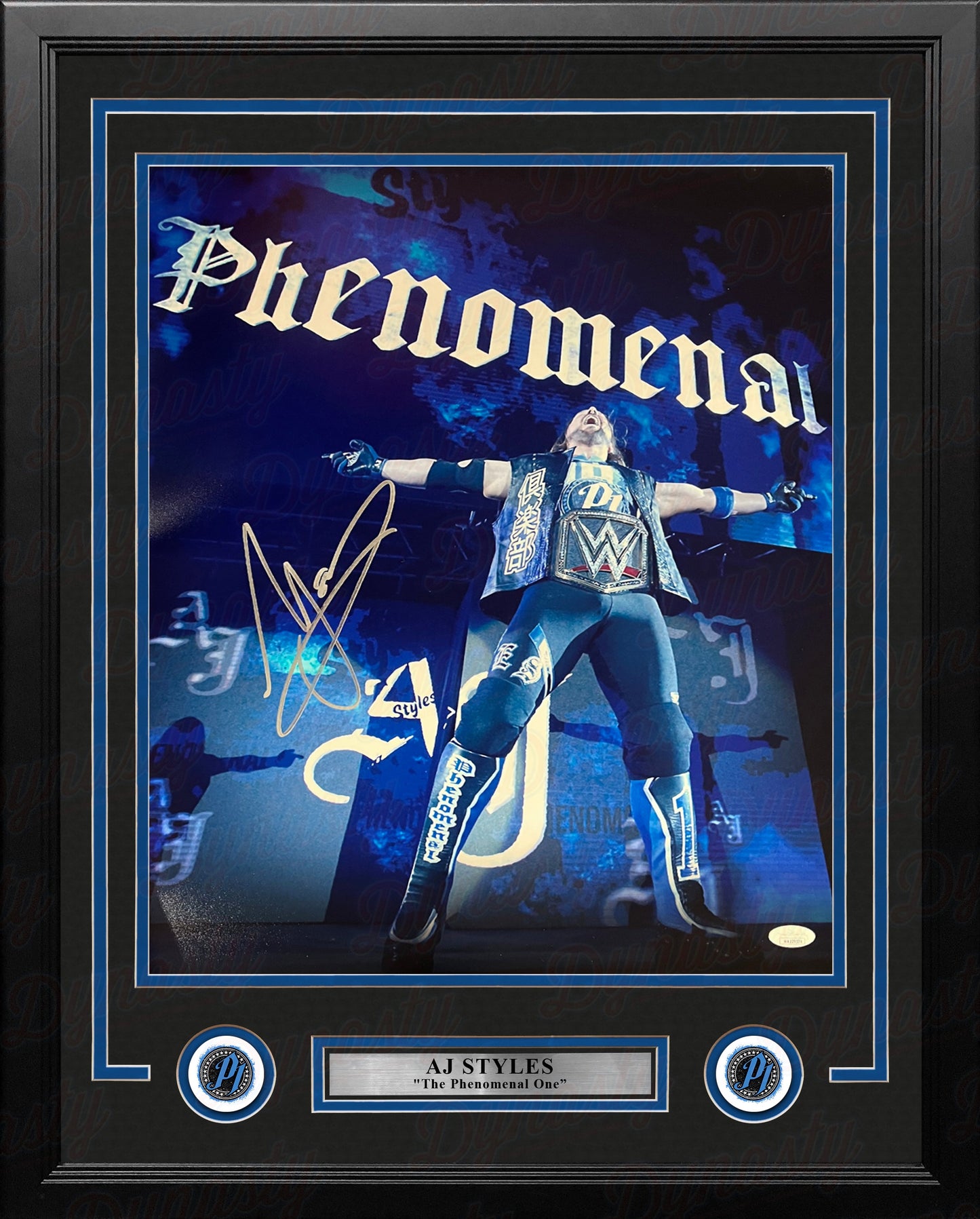 AJ Styles Phenomenal Championship Entrance Autographed Framed WWE Wrestling Photo