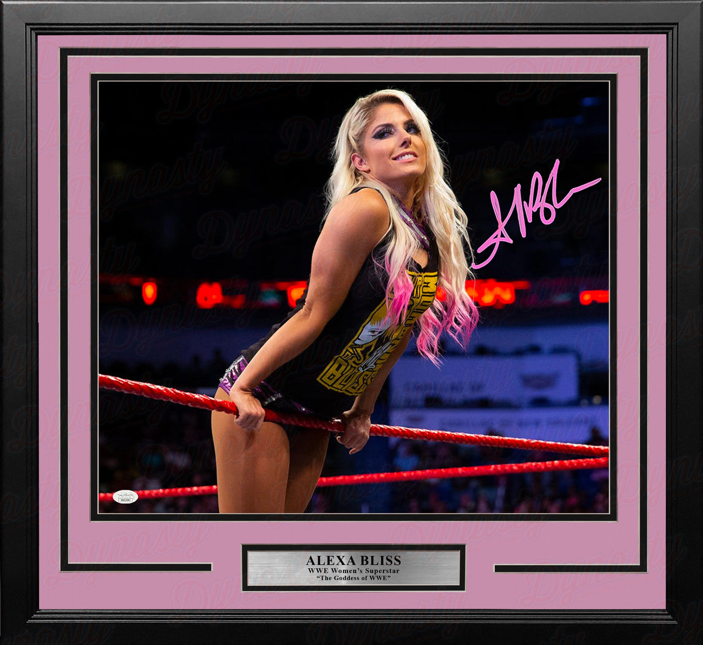 Alexa Bliss Hanging on the Ropes Autographed Framed WWE Wrestling Photo