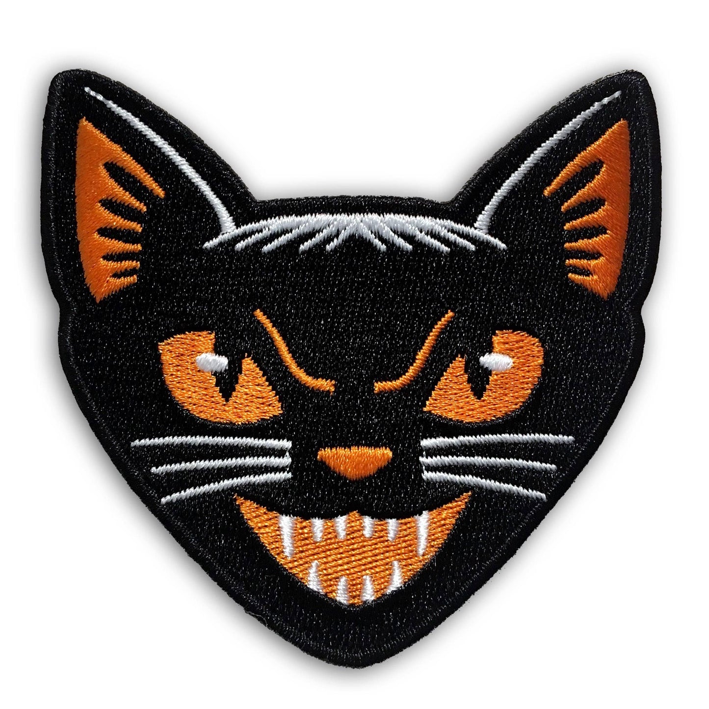 Black Cat Vintage-Style Halloween Patch: Iron-on