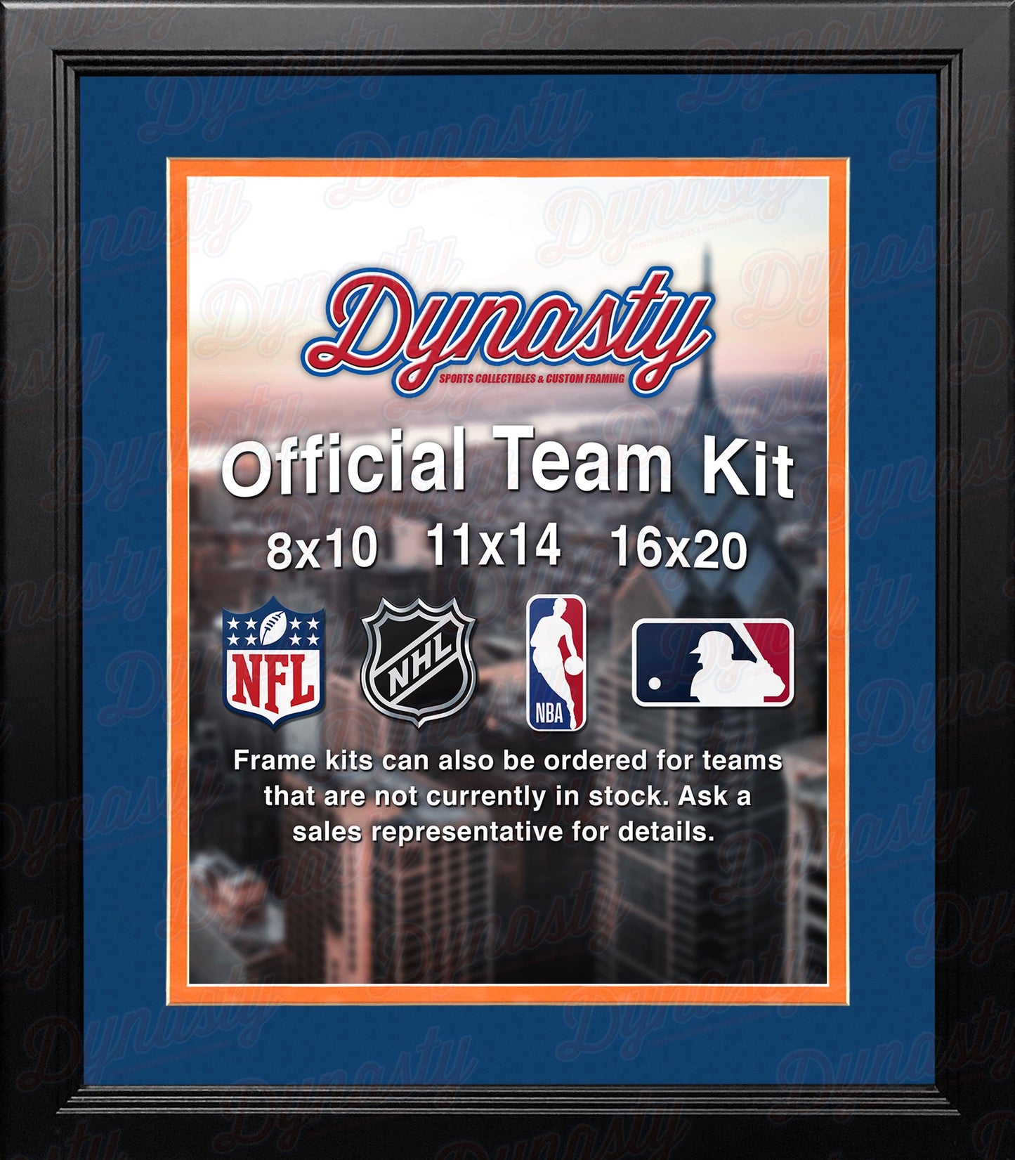 NHL Hockey Photo Picture Frame Kit - Edmonton Oilers (Blue Matting, Orange Trim)