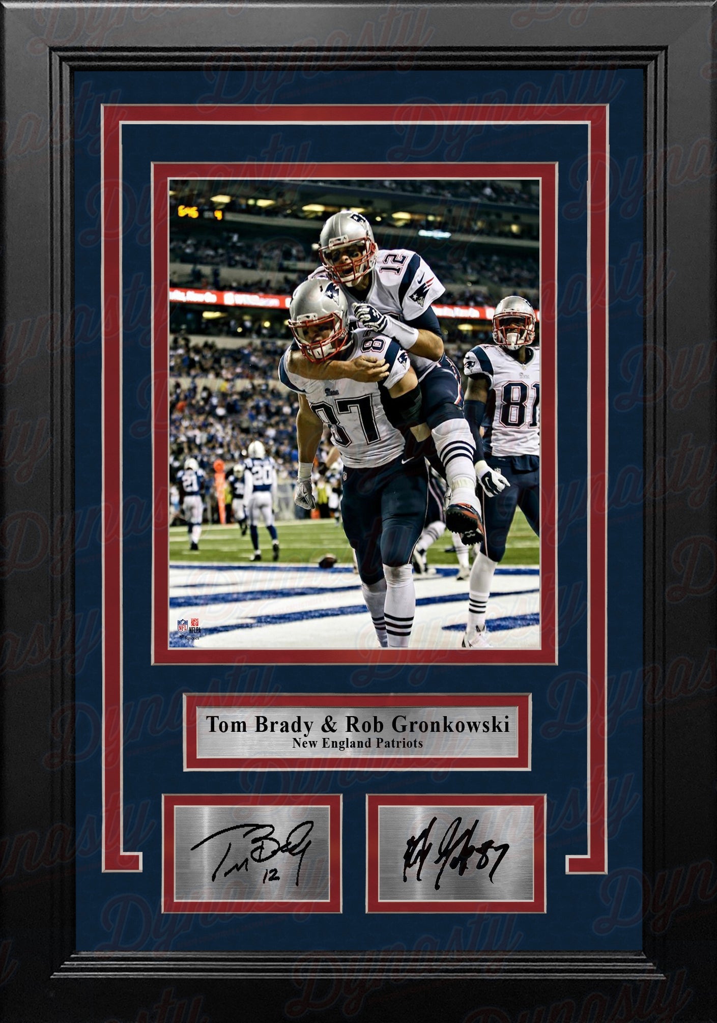 Tom Brady & Rob Gronkowski New England Patriots 8x10 Framed Football Photo with Engraved Autographs