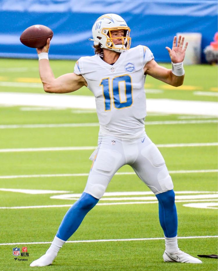 Justin Herbert in Action Los Angeles Chargers 8" x 10" Football Photo