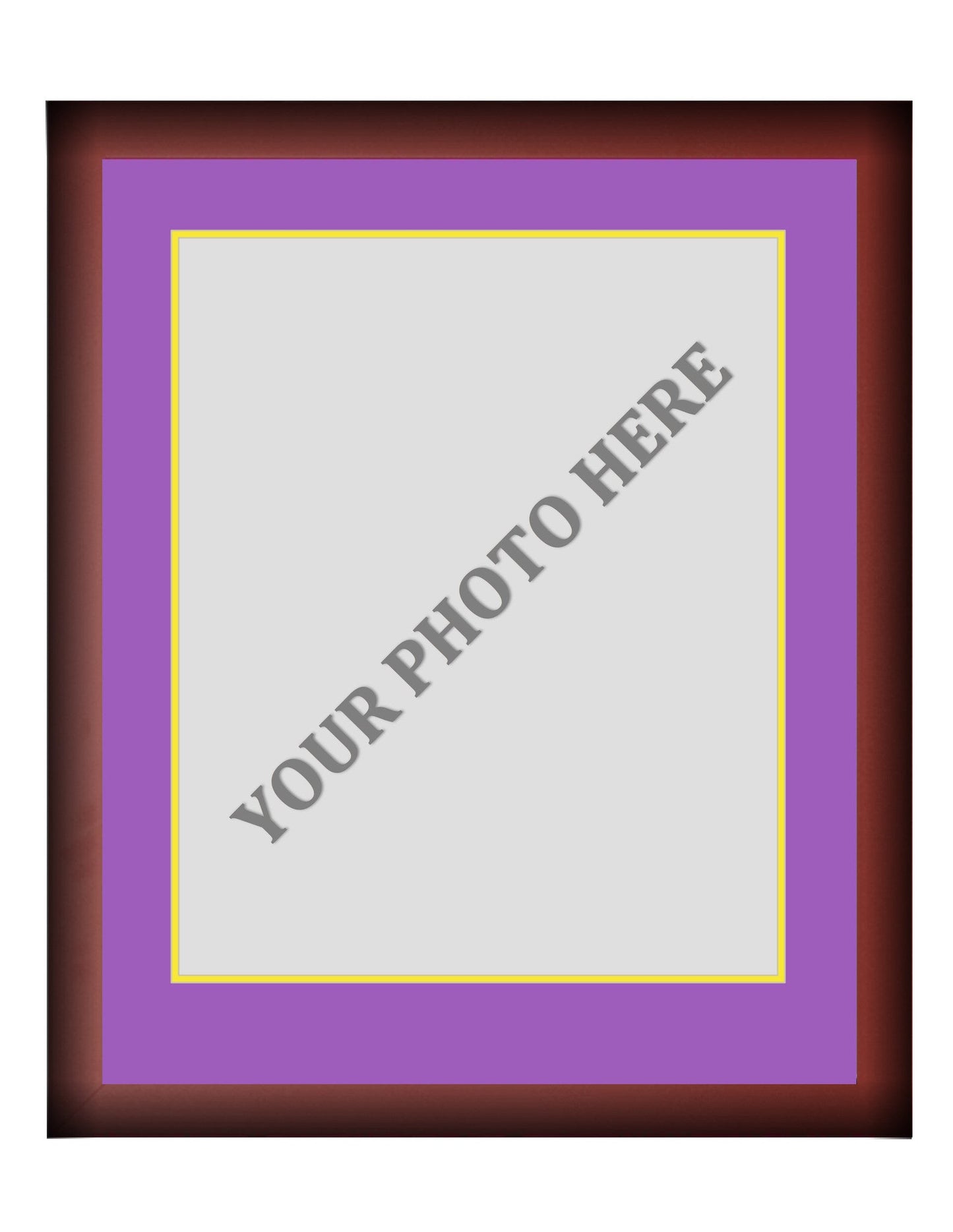 Frame Kit - Cherry Wood Frame | Purple Matting | Yellow Trim