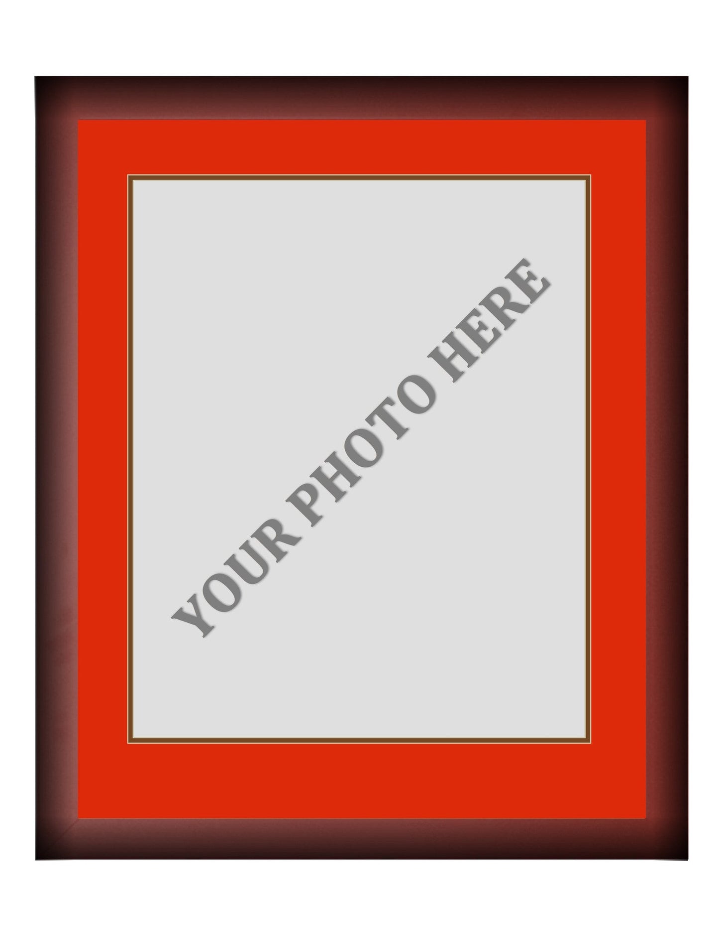 Frame Kit - Cherry Wood Frame | Red Matting | Brown Trim