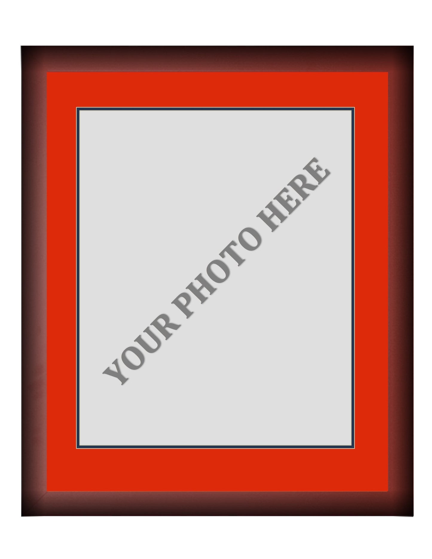 Frame Kit - Cherry Wood Frame | Red Matting | Dark Blue Trim