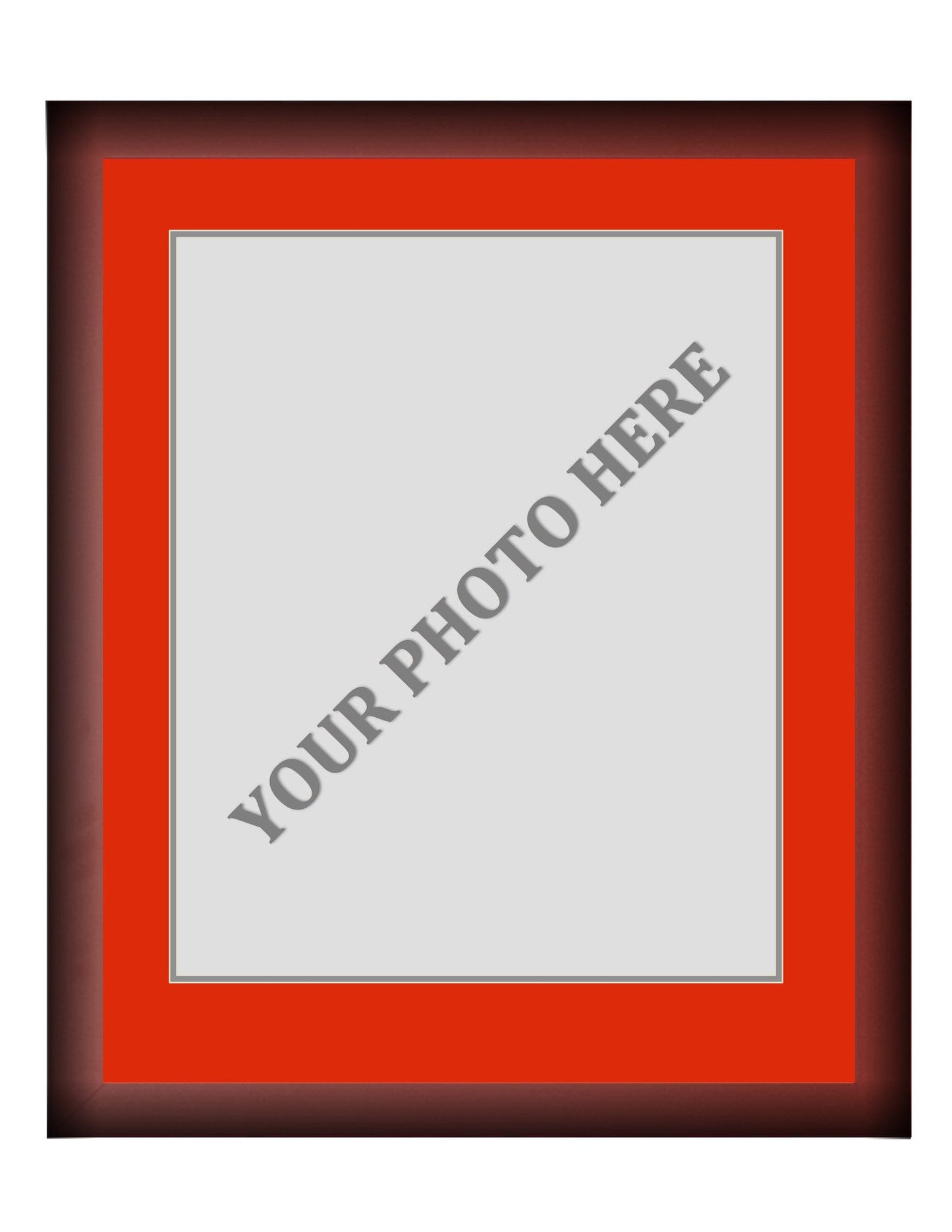 Frame Kit - Cherry Wood Frame | Red Matting | Gray Trim