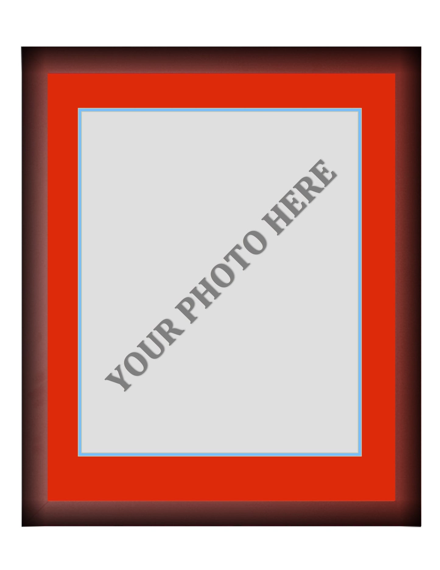 Frame Kit - Cherry Wood Frame | Red Matting | Light Blue Trim