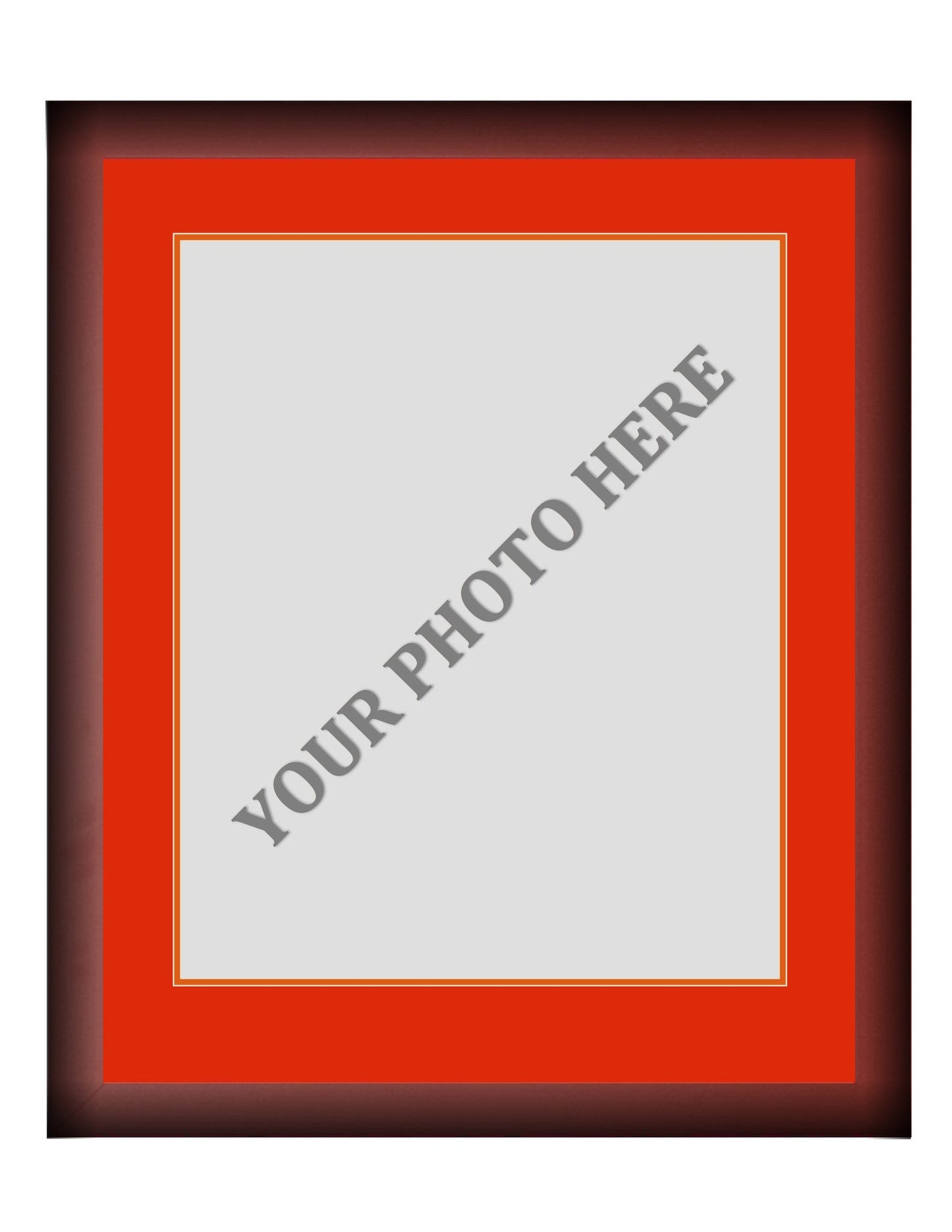 Frame Kit - Cherry Wood Frame | Red Matting | Orange Trim