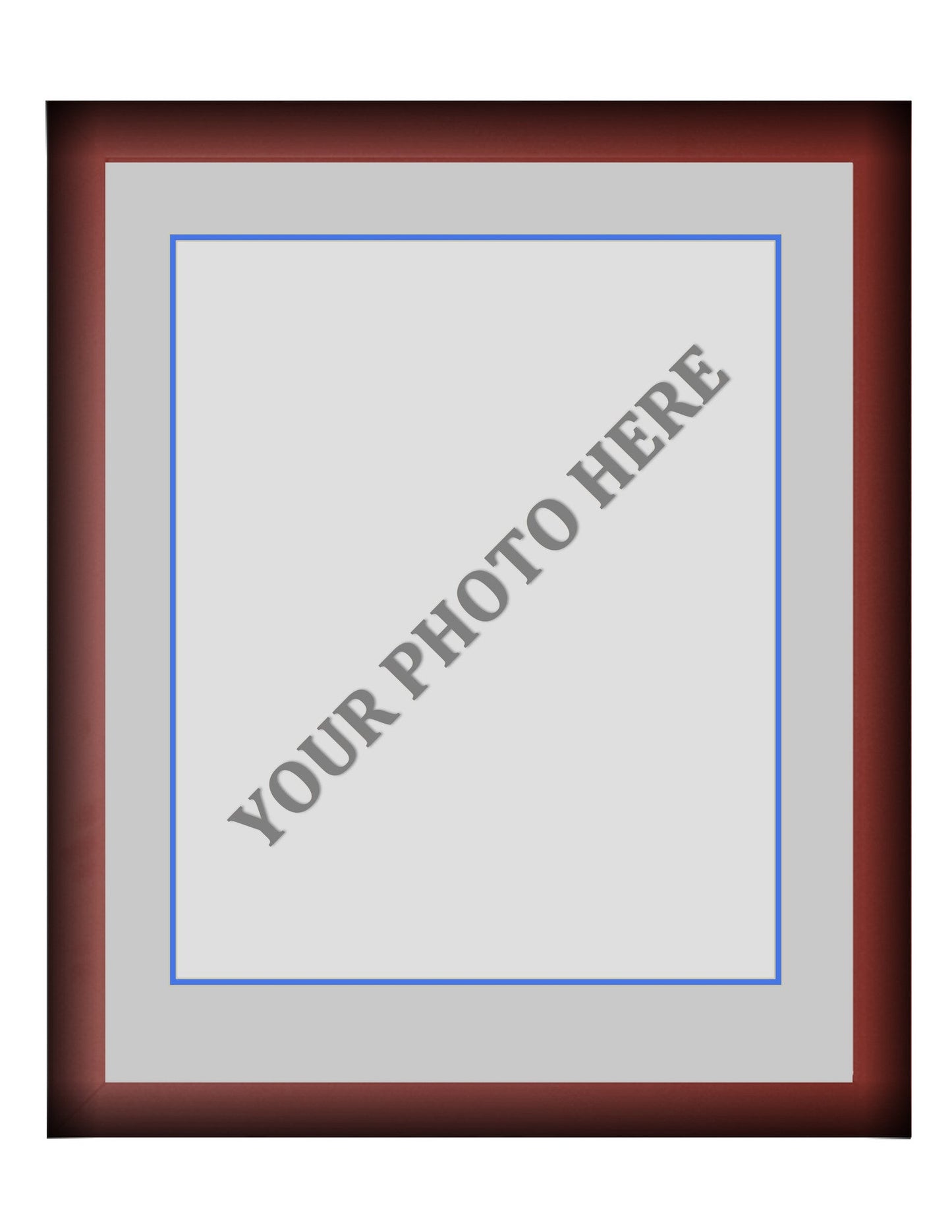 Frame Kit - Cherry Wood Frame | Silver Matting | Blue Trim