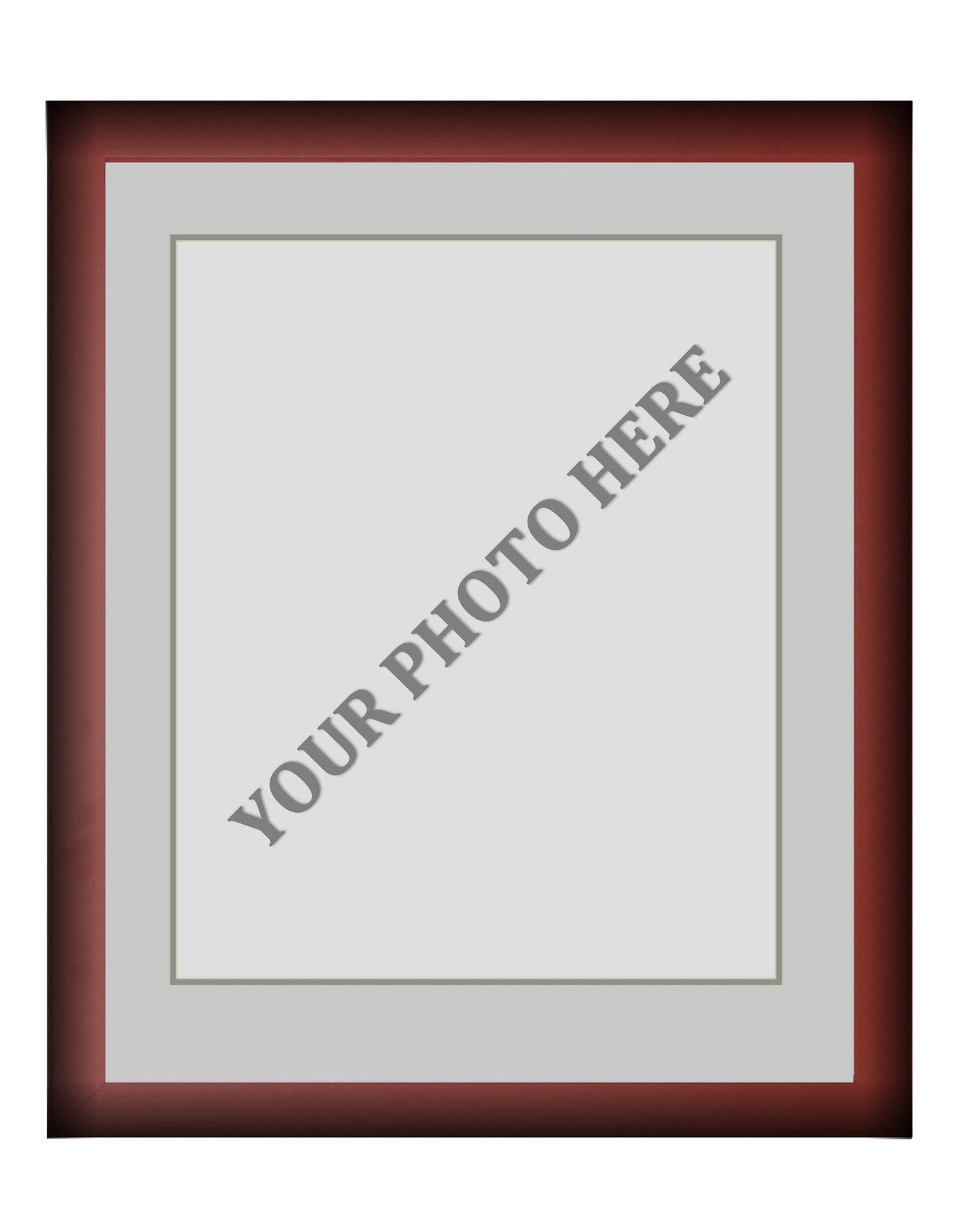 Frame Kit - Cherry Wood Frame | Silver Matting | Gray Trim