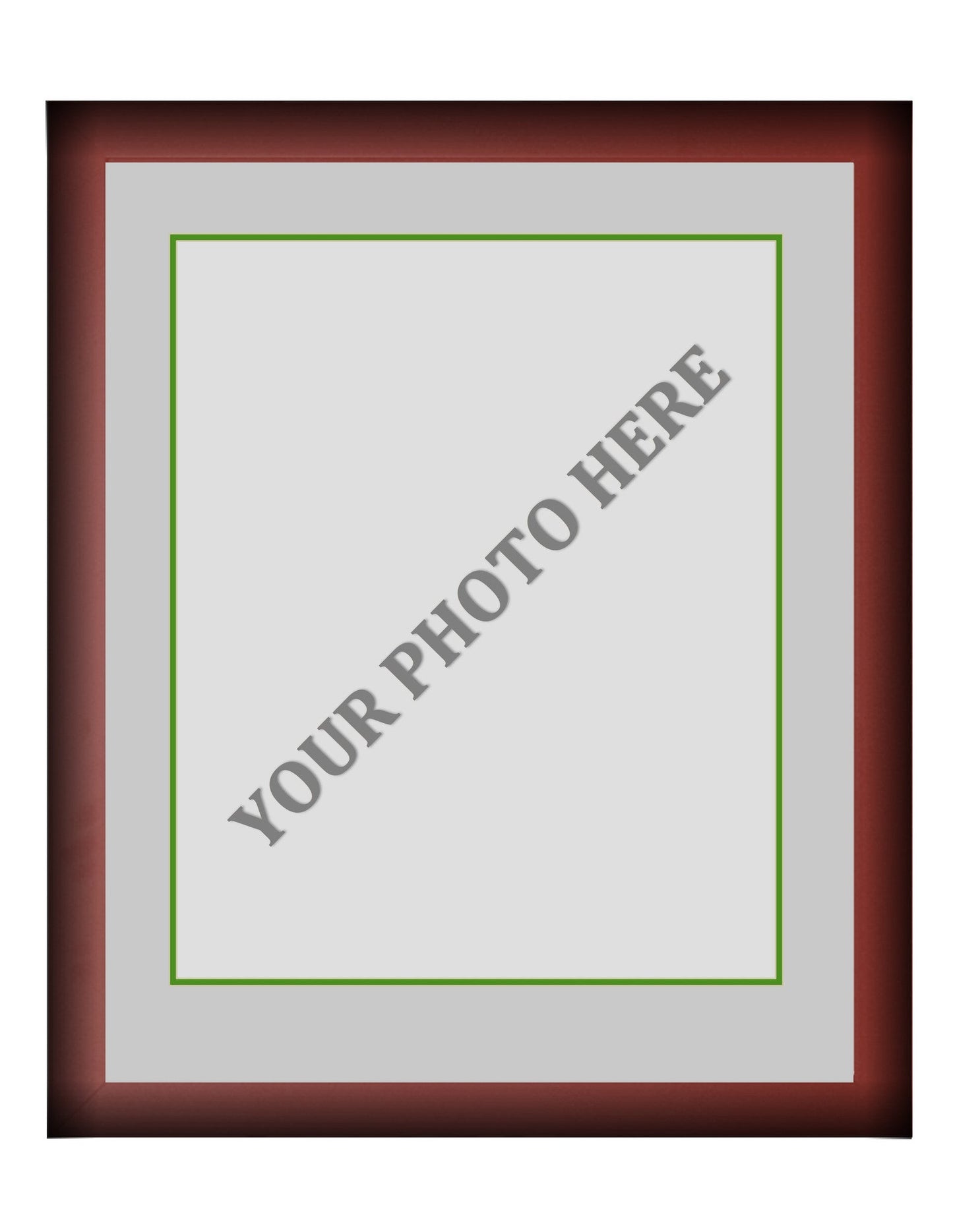 Frame Kit - Cherry Wood Frame | Silver Matting | Green Trim