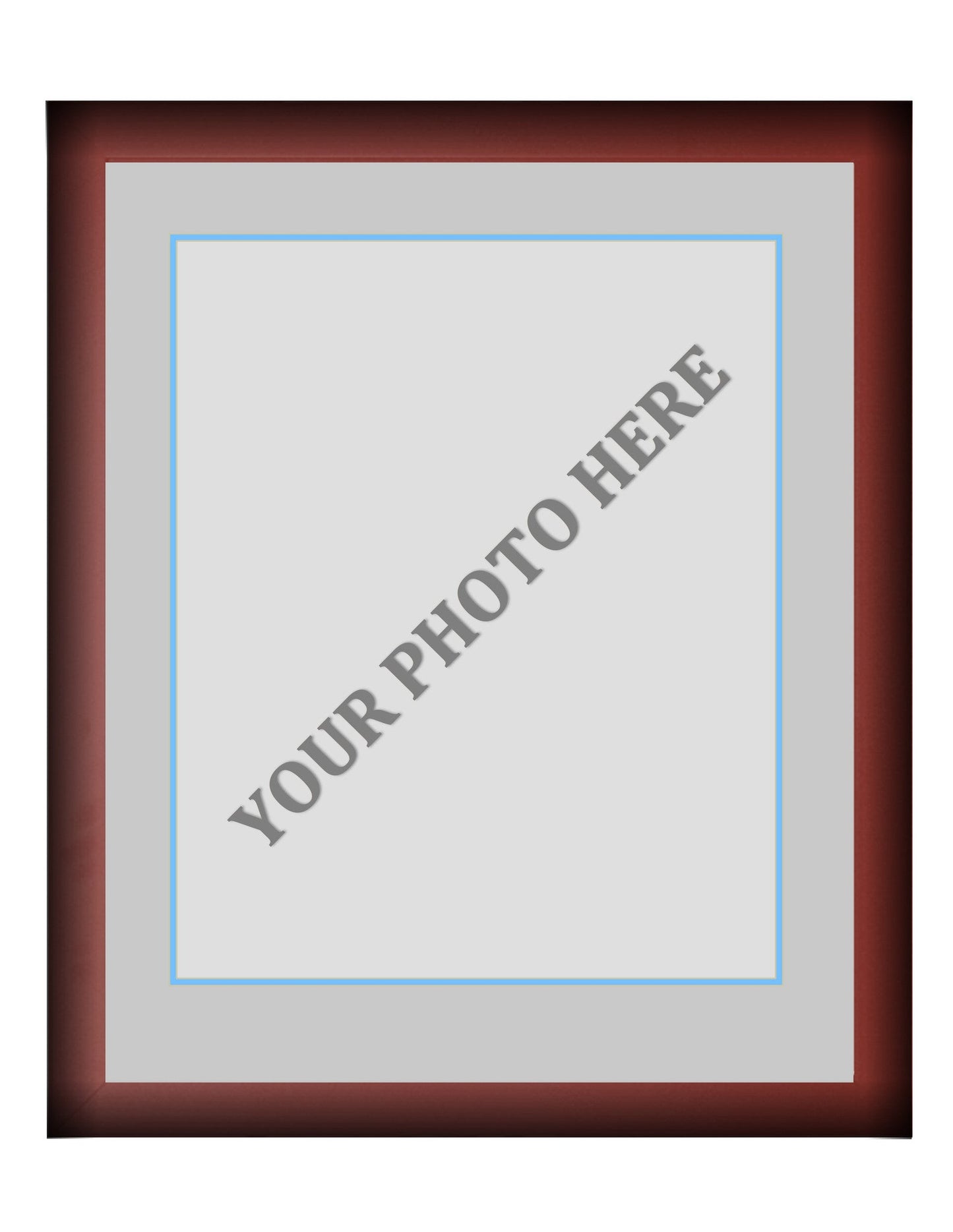 Frame Kit - Cherry Wood Frame | Silver Matting | Light Blue Trim