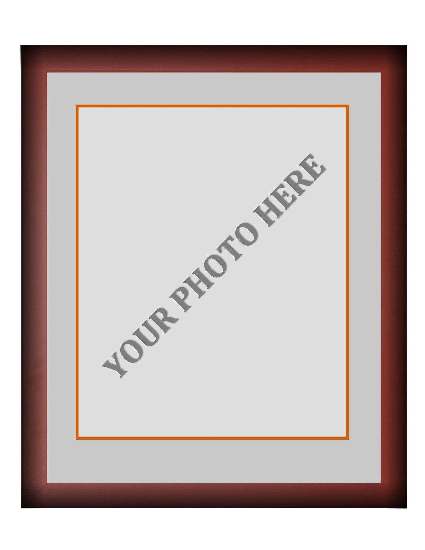 Frame Kit - Cherry Wood Frame | Silver Matting | Orange Trim