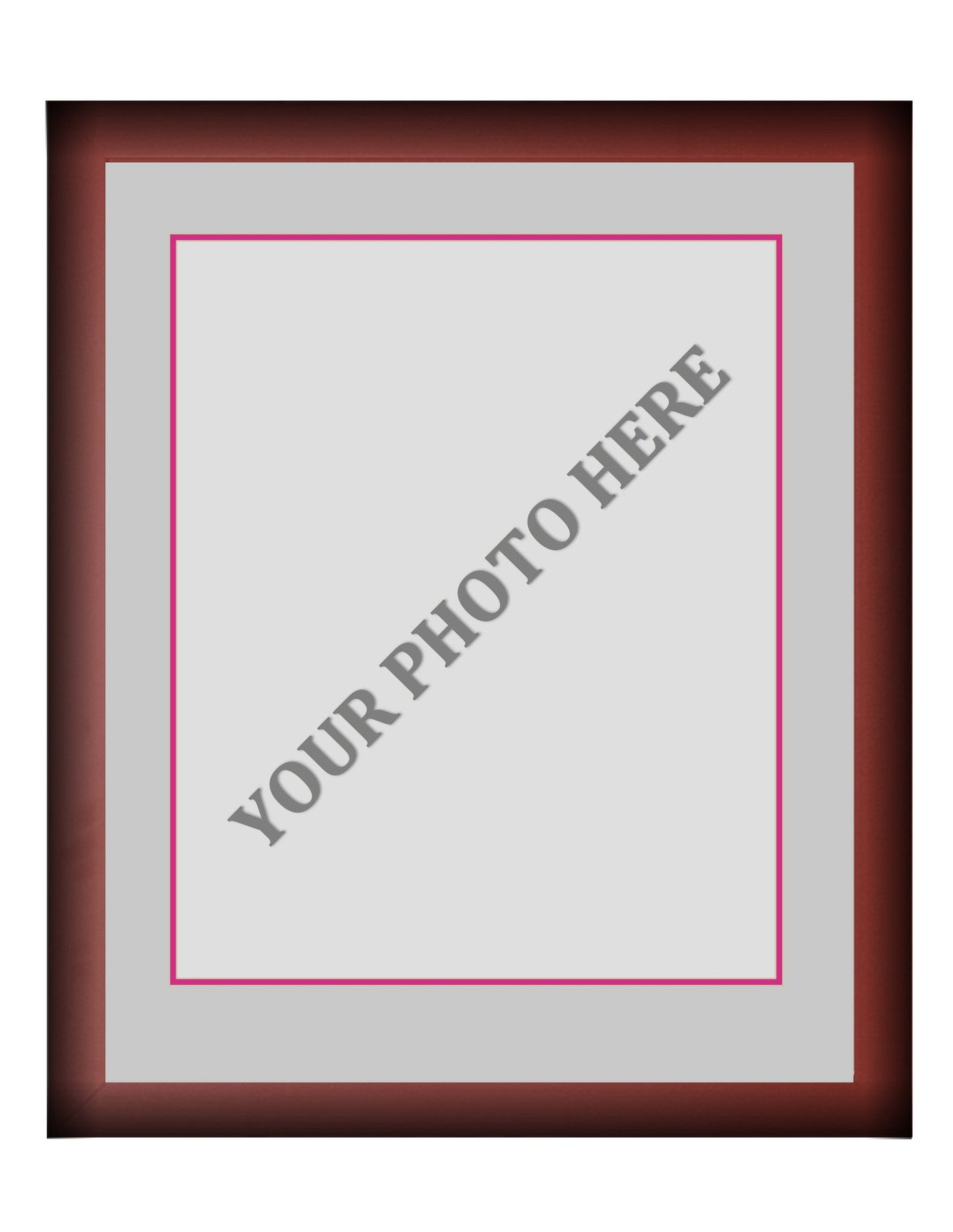 Frame Kit - Cherry Wood Frame | Silver Matting | Pink Trim