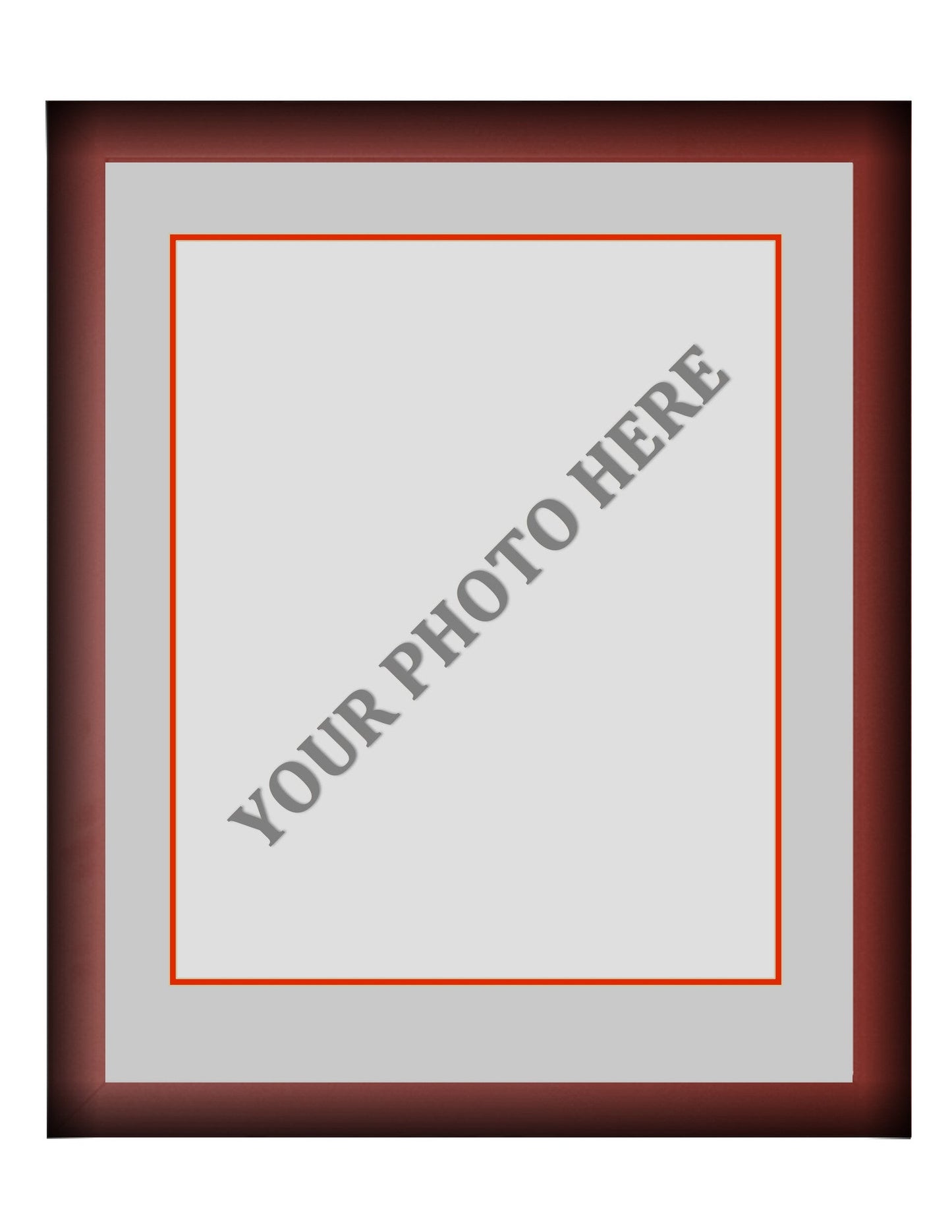 Frame Kit - Cherry Wood Frame | Silver Matting | Red Trim