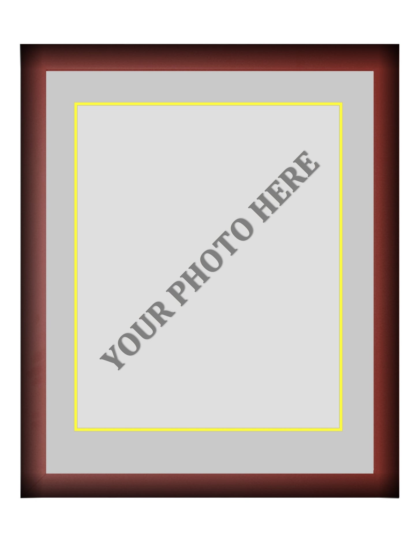 Frame Kit - Cherry Wood Frame | Silver Matting | Yellow Trim