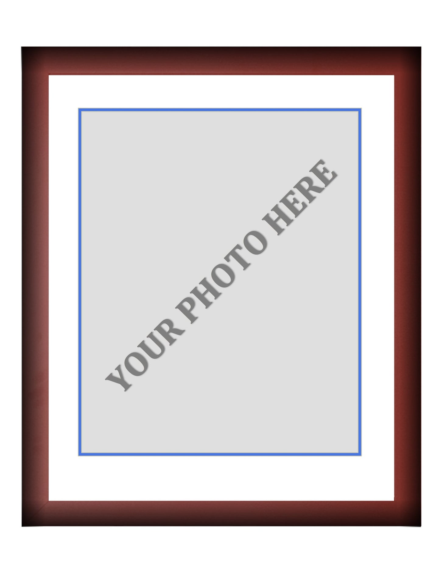 Frame Kit - Cherry Wood Frame | White Matting | Blue Trim