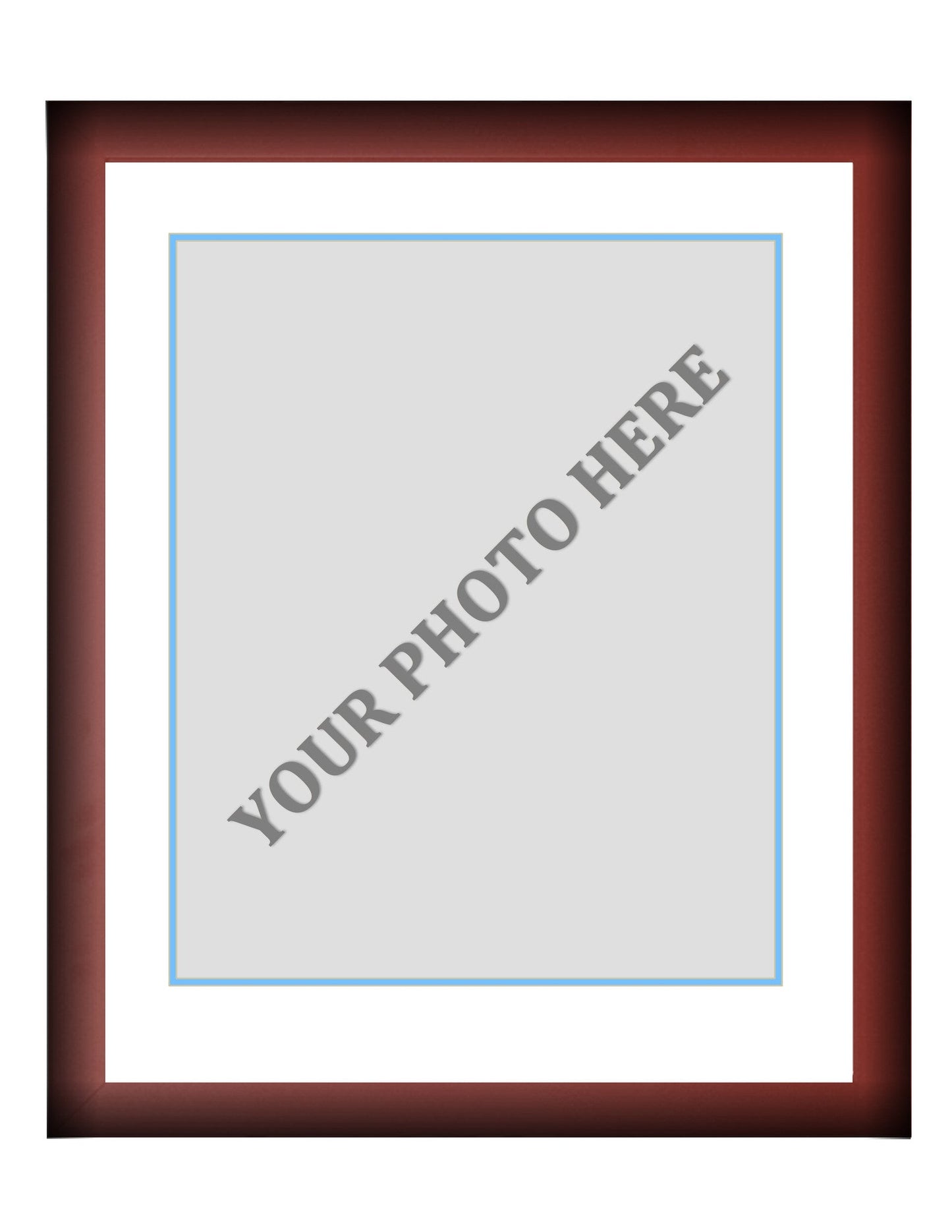 Frame Kit - Cherry Wood Frame | White Matting | Light Blue Trim
