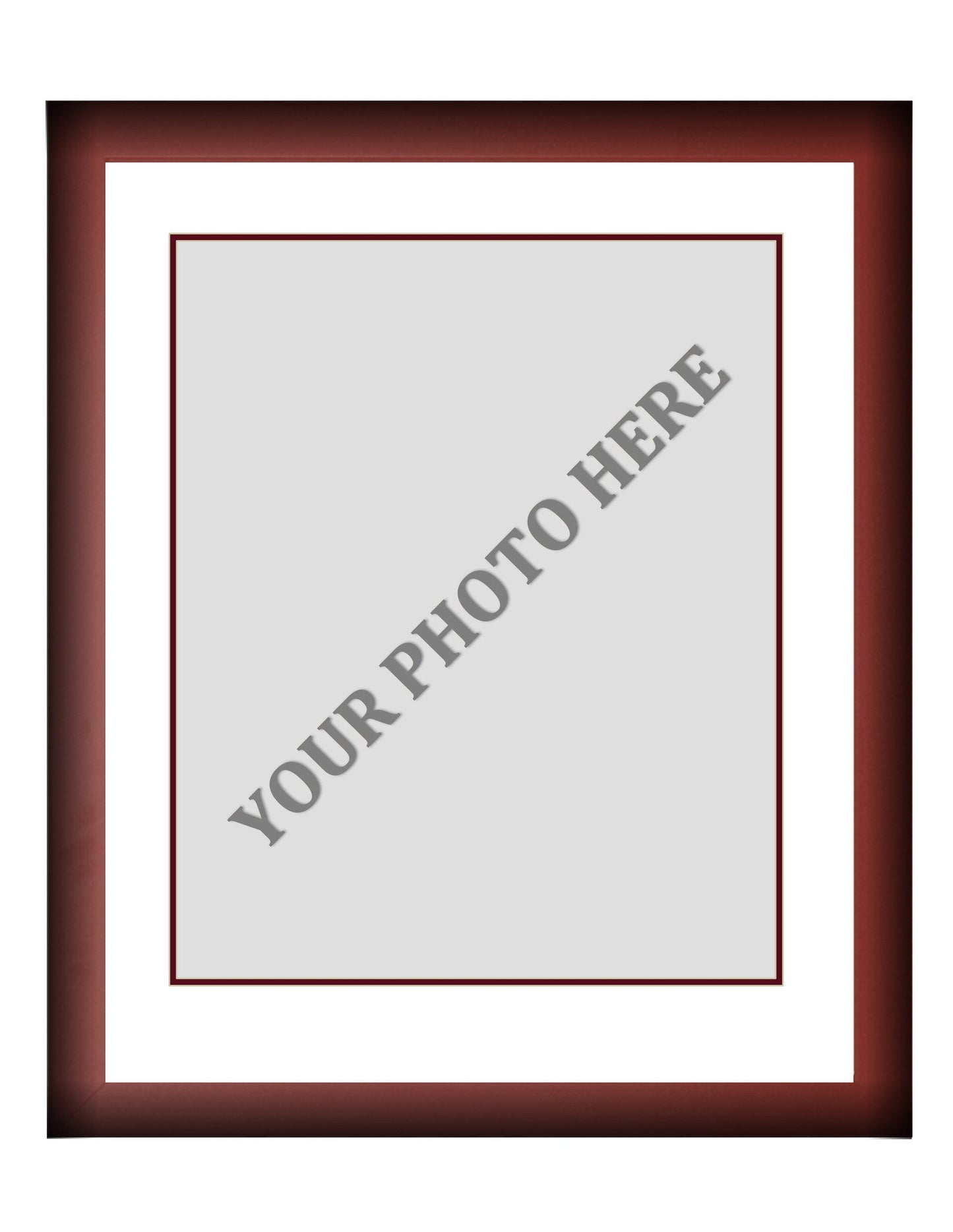 Frame Kit - Cherry Wood Frame | White Matting | Maroon Trim