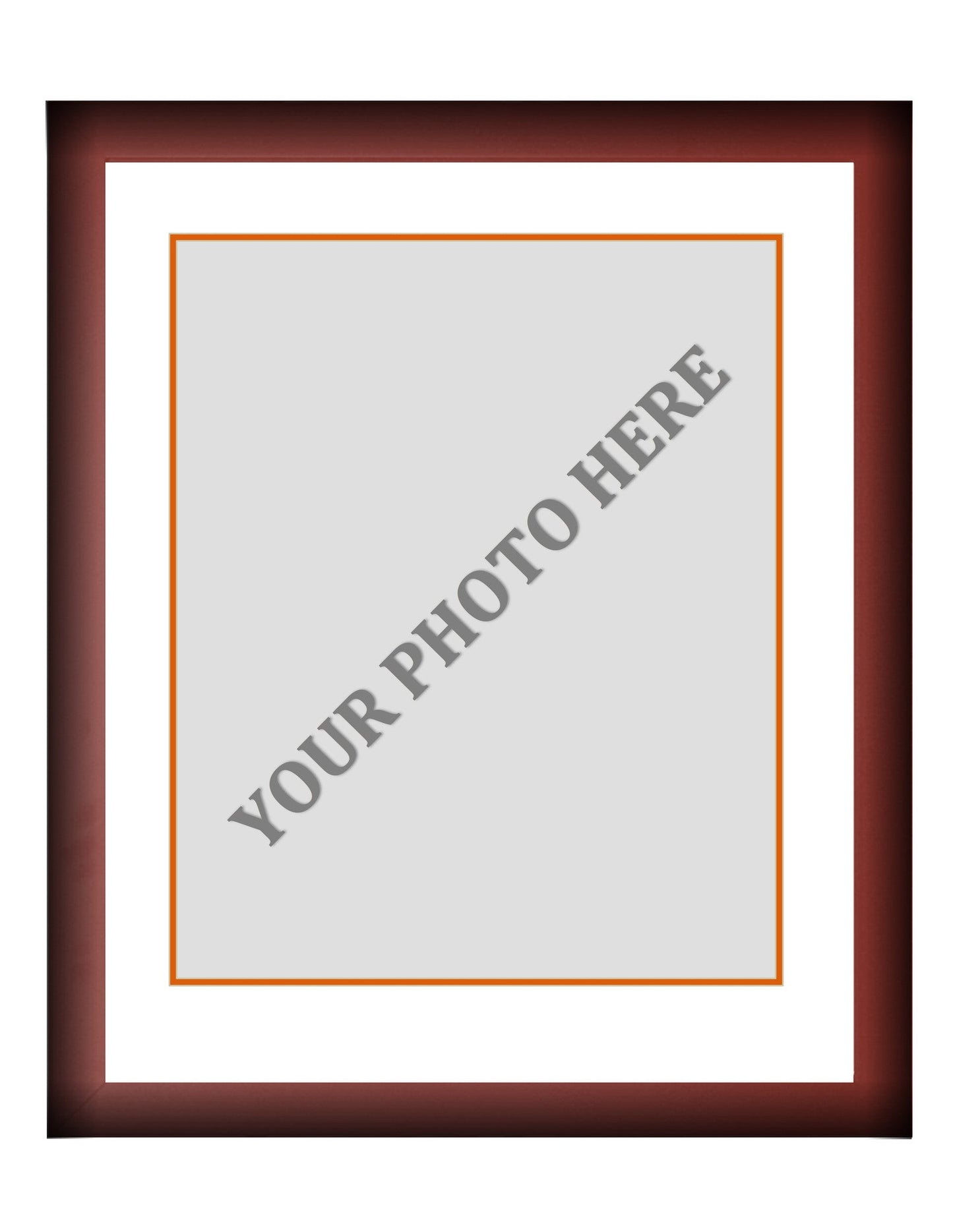 Frame Kit - Cherry Wood Frame | White Matting | Orange Trim
