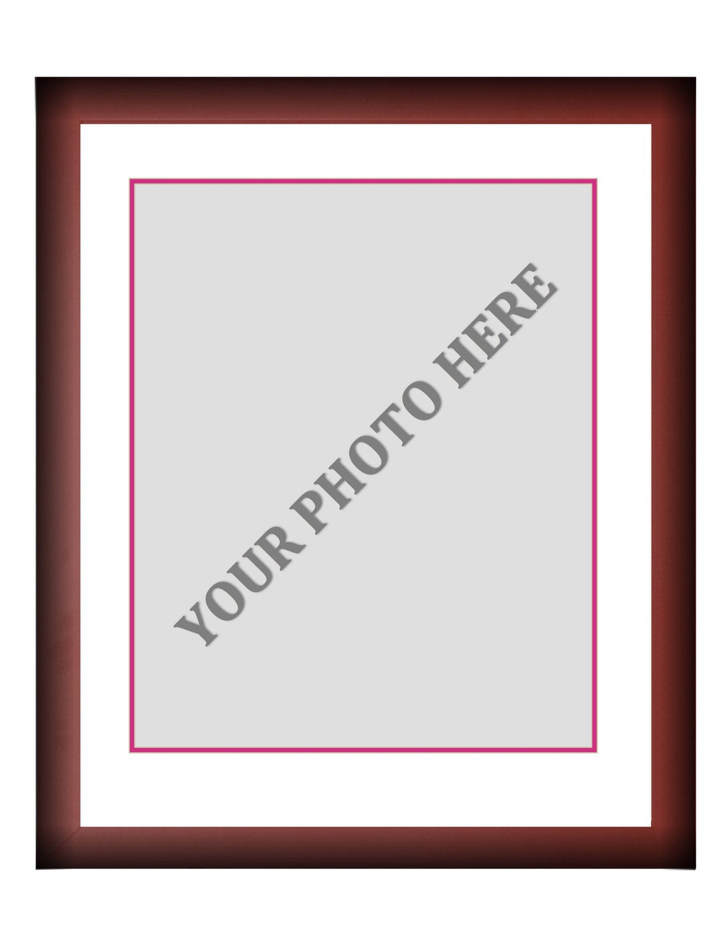 Frame Kit - Cherry Wood Frame | White Matting | Pink Trim