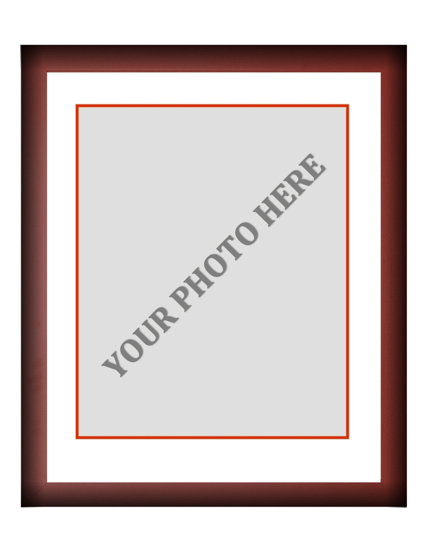 Frame Kit - Cherry Wood Frame | White Matting | Red Trim