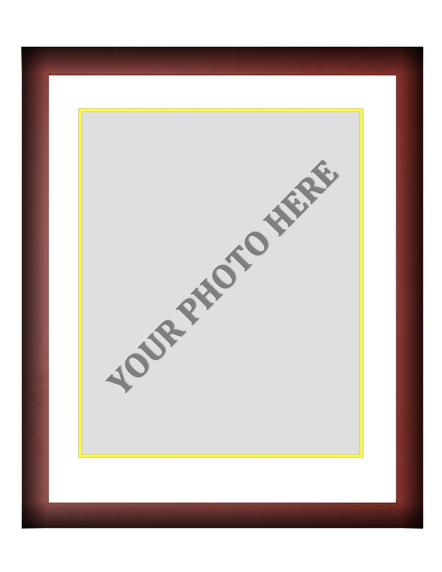 Frame Kit - Cherry Wood Frame | White Matting | Yellow Trim