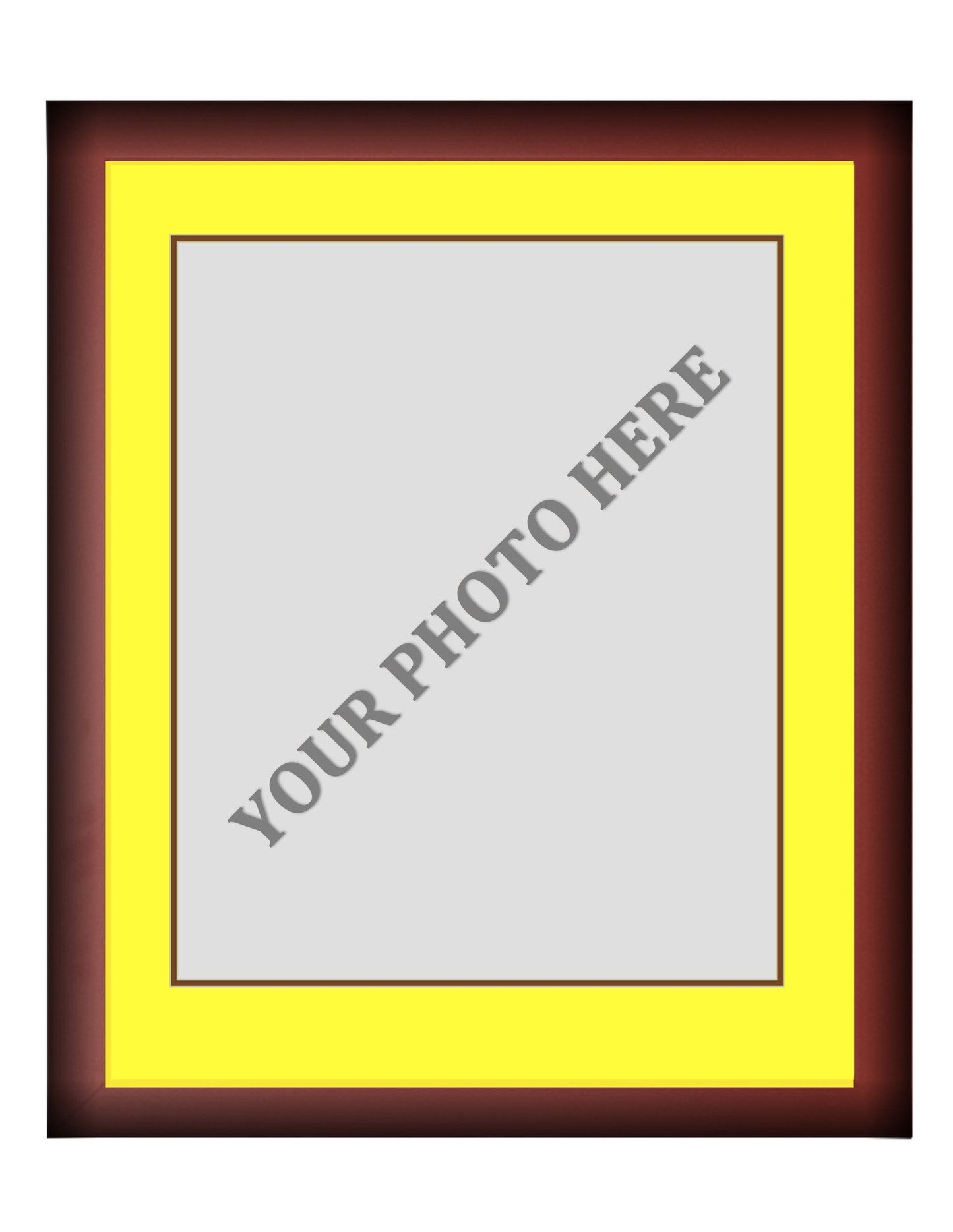 Frame Kit - Cherry Wood Frame | Yellow Matting | Brown Trim