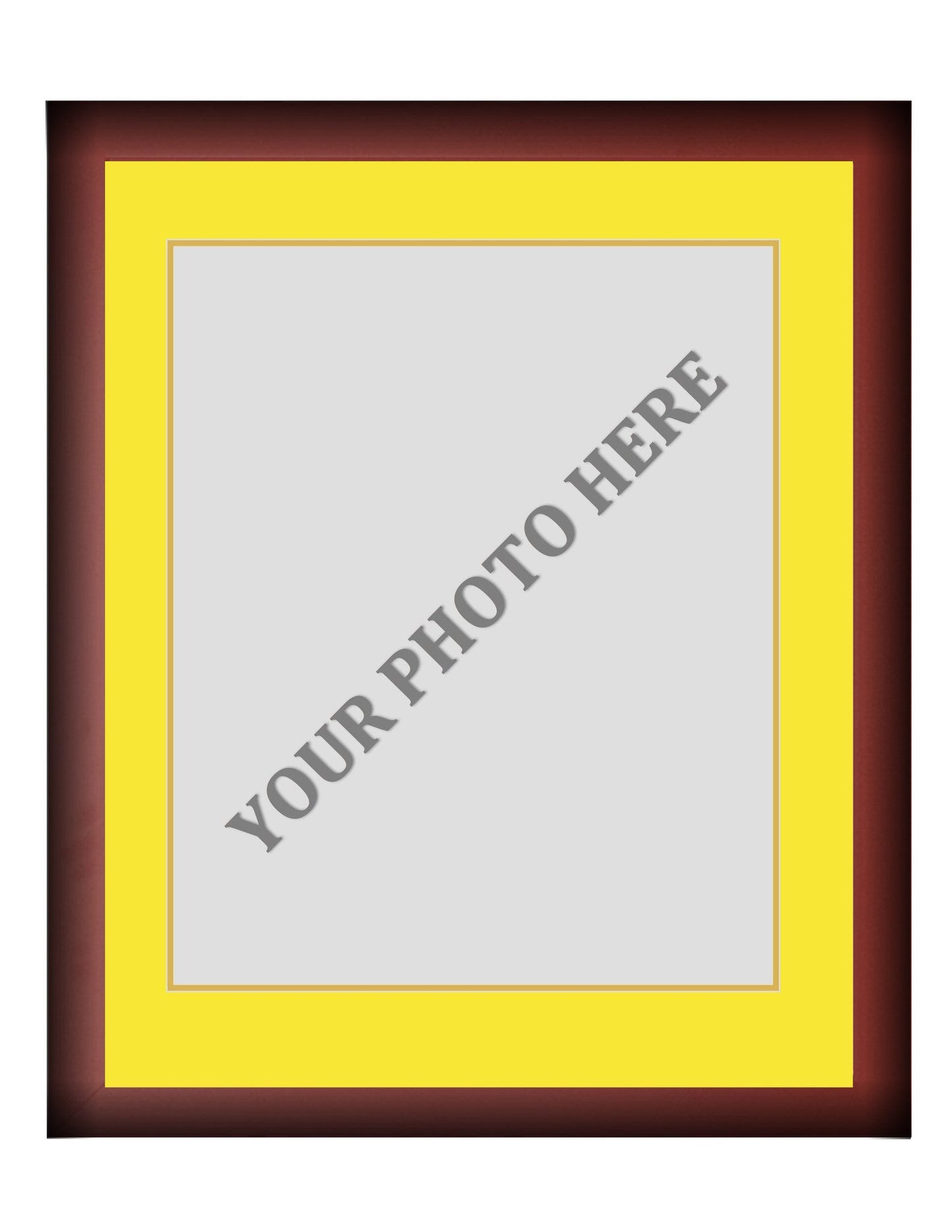 Frame Kit - Cherry Wood Frame | Yellow Matting | Gold Trim