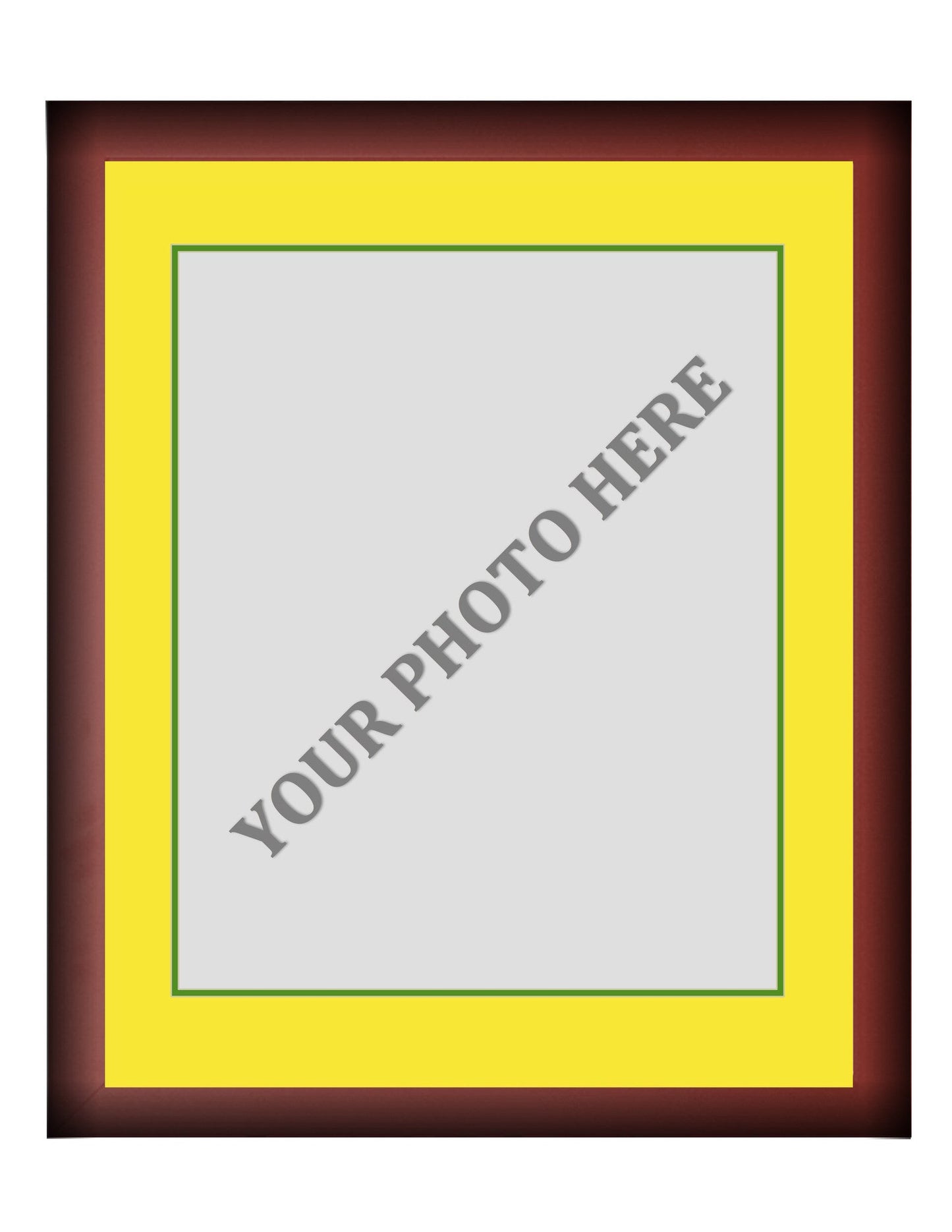 Frame Kit - Cherry Wood Frame | Yellow Matting | Green Trim