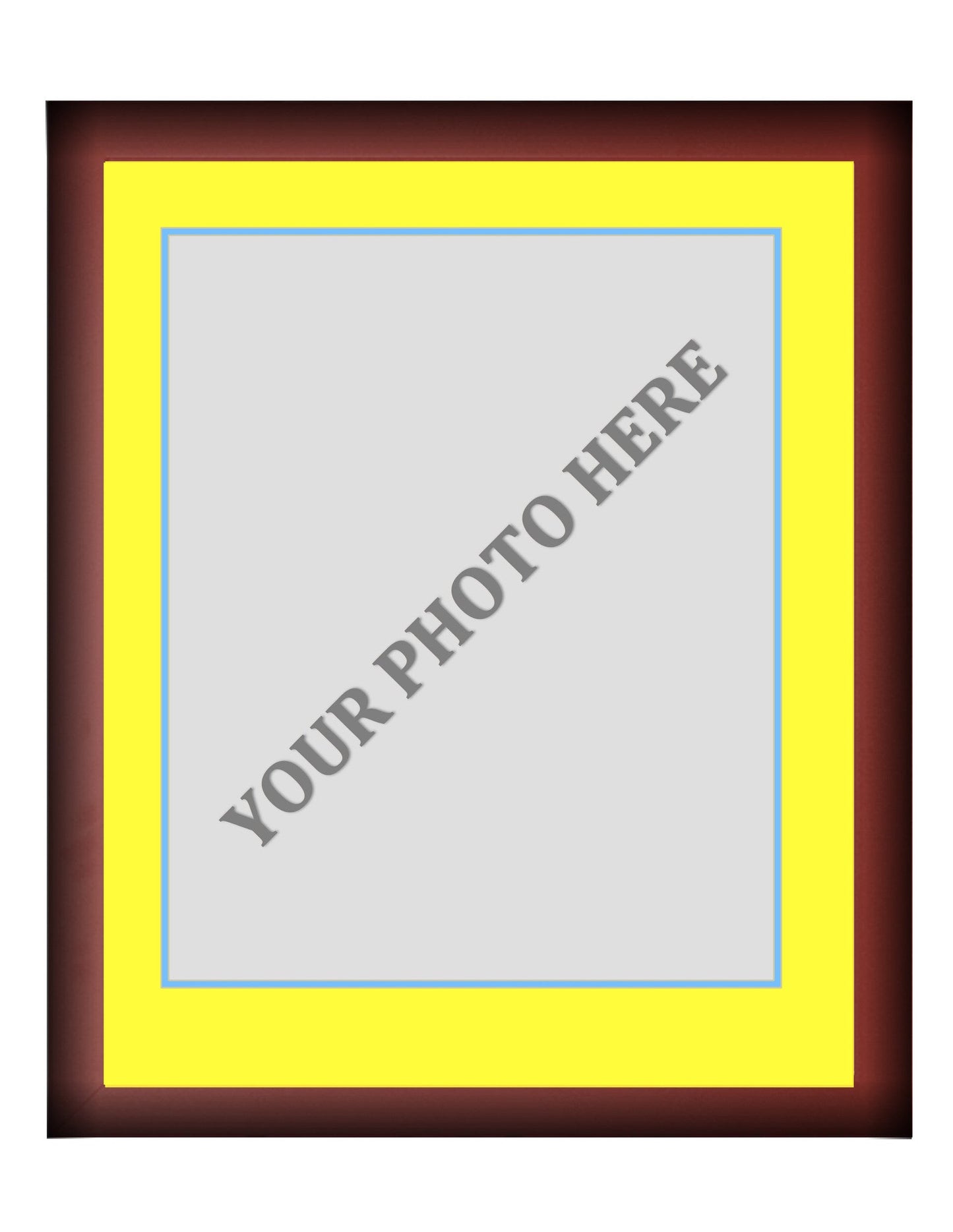 Frame Kit - Cherry Wood Frame | Yellow Matting | Light Blue Trim