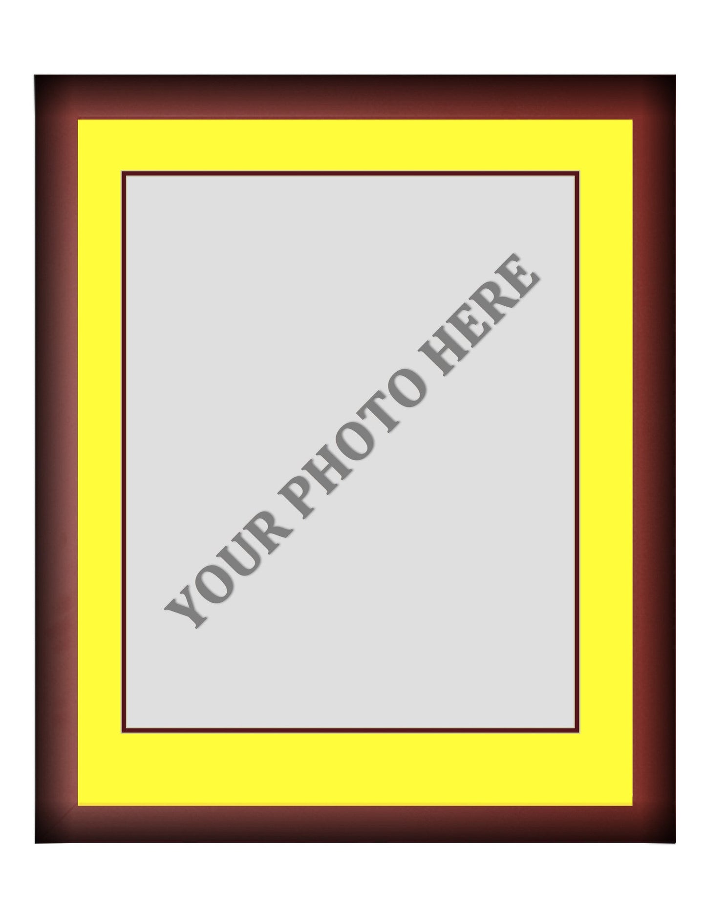 Frame Kit - Cherry Wood Frame | Yellow Matting | Maroon Trim