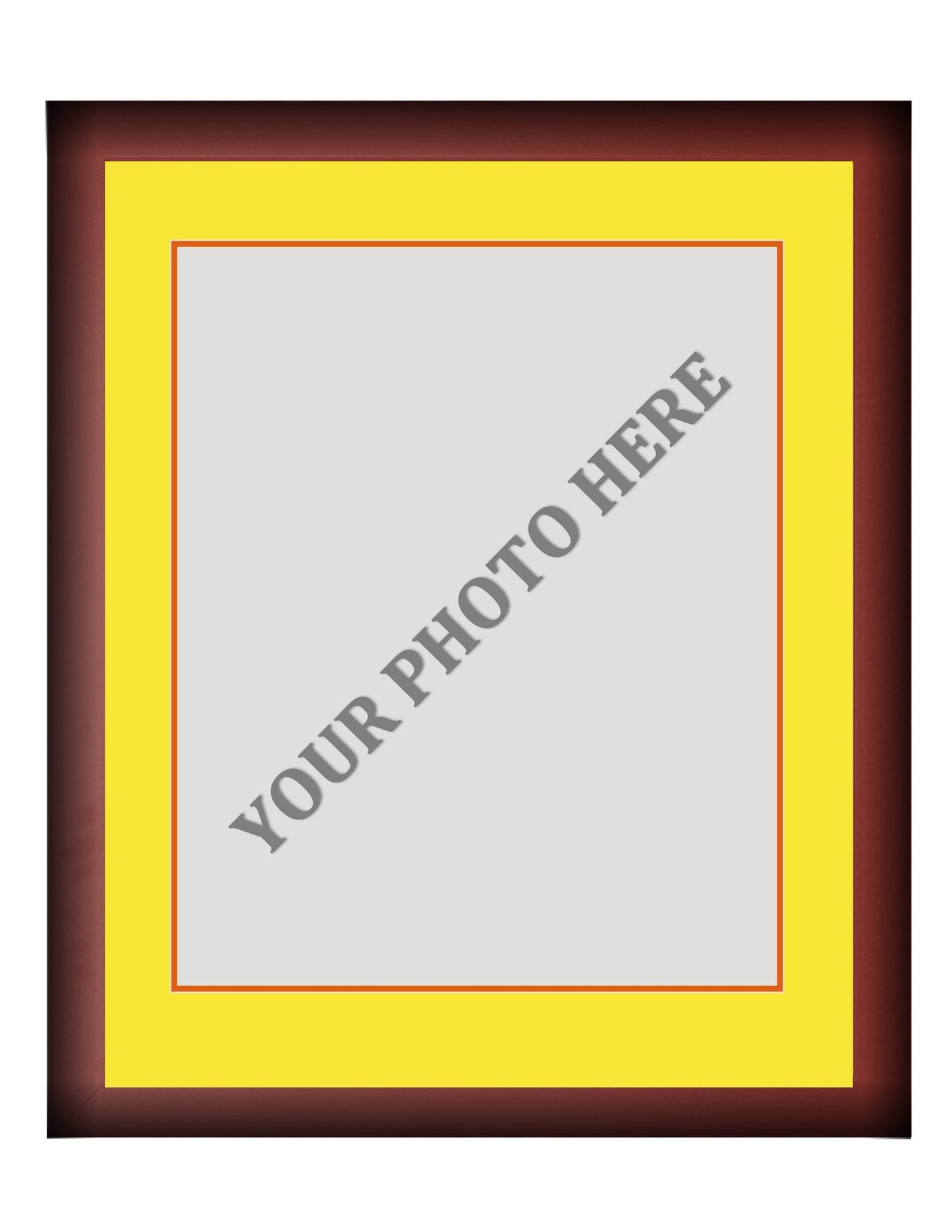 Frame Kit - Cherry Wood Frame | Yellow Matting | Orange Trim