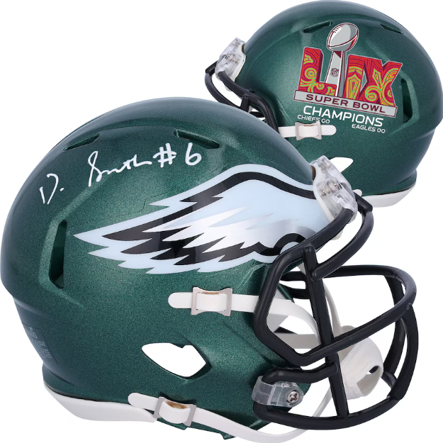 devonta smith helmet to helmet DeVonta Smith Philadelphia Eagles Autographed Super Bowl LIX Champions – Alternate Worlds