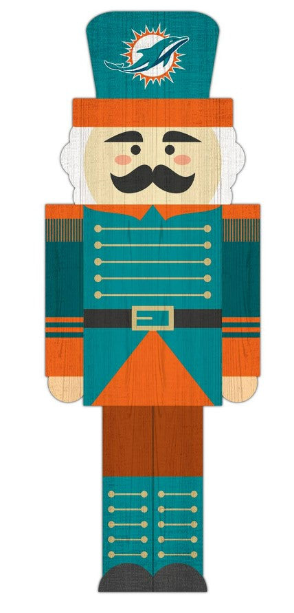 Miami Dolphins Wood Nutcracker Ornament