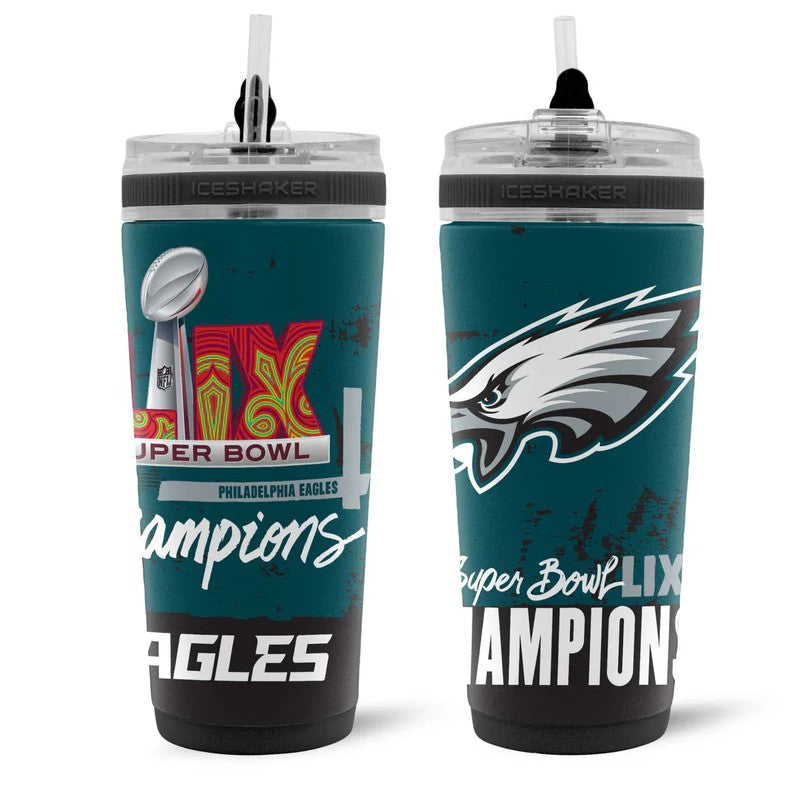 Philadelphia Eagles Super Bowl LIX Champions 26 oz Stainless Steel Ice Shaker Bottle