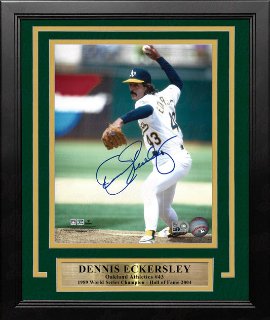 Dennis Eckersley in Action Oakland Athletics Autographed 8" x 10" Framed Baseball Photo