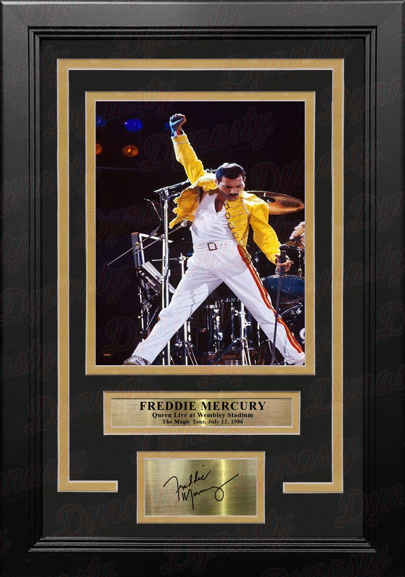 Freddie Mercury Queen at Wembley Stadium 8" x 10" Framed Photo with Engraved Autograph