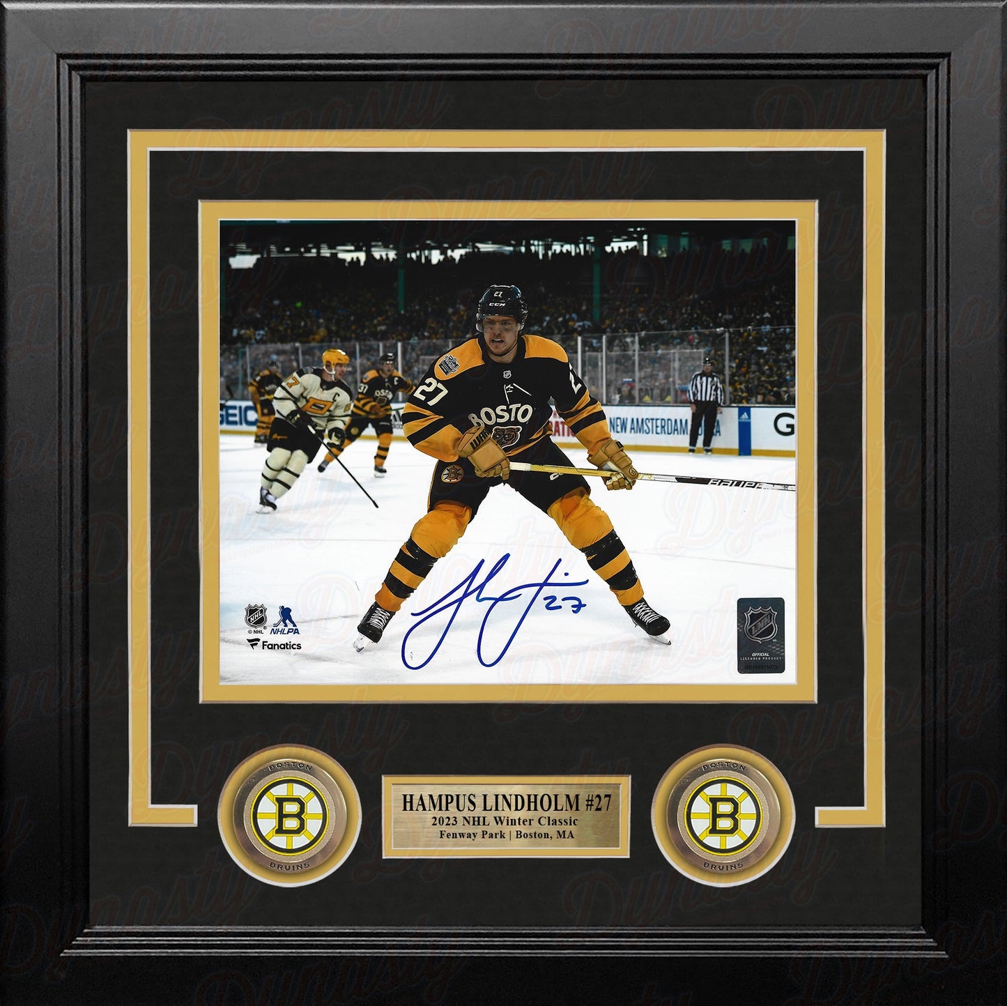 Hampus Lindholm 2023 Winter Classic Action Boston Bruins Autographed 8" x 10" Framed Hockey Photo